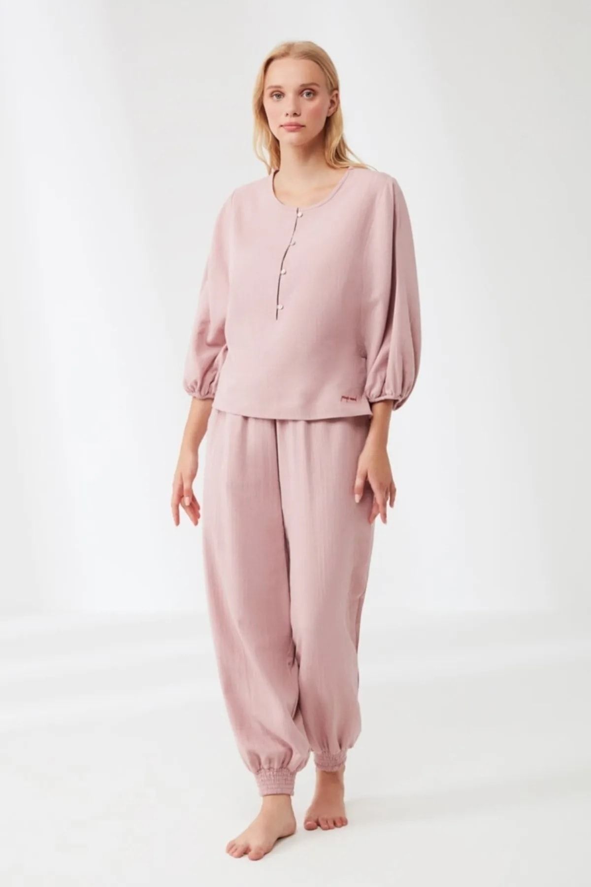 Catherines Penye Mood Kapri Kol Pamuklu Kadın Pijama Takım Ev Kıyafeti 9257