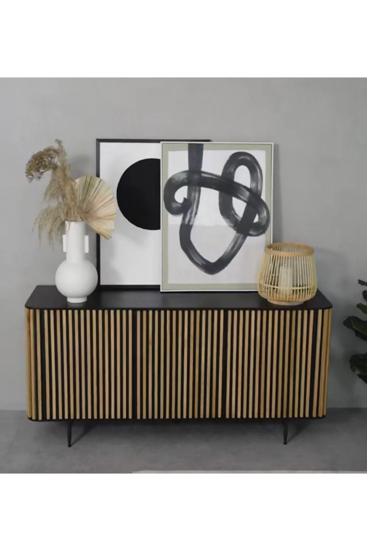 one design Masif Siyah Konsol Yemek Odası Konsolu Şık Ahşap Konsol 80x150x45