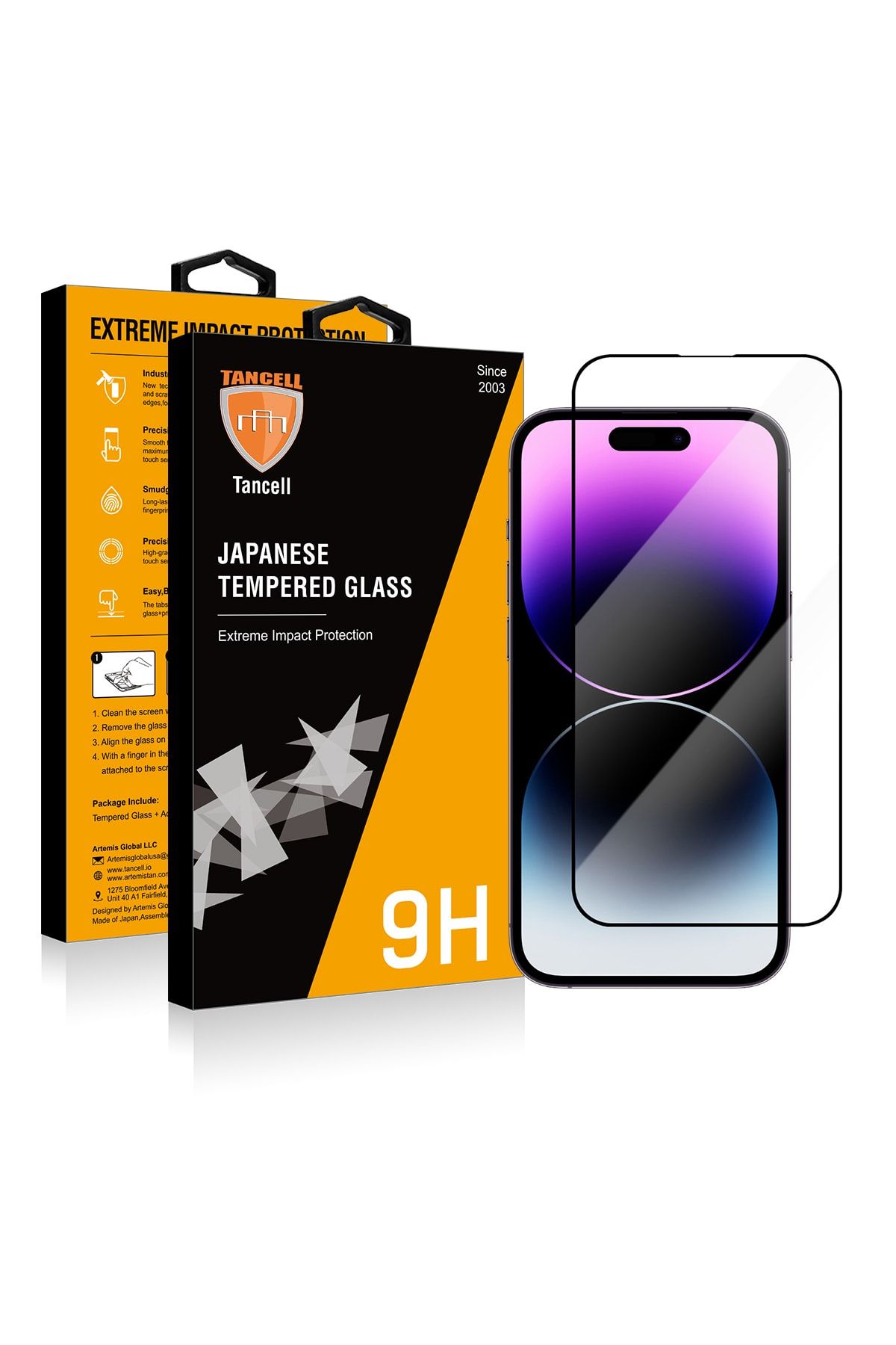 TANCELL Iphone 14 Pro Max Ekran Koruyucu Tam Kaplayan Japon Kırılmaz Cam (1 Ad) 6.7inc 2.5d 9h