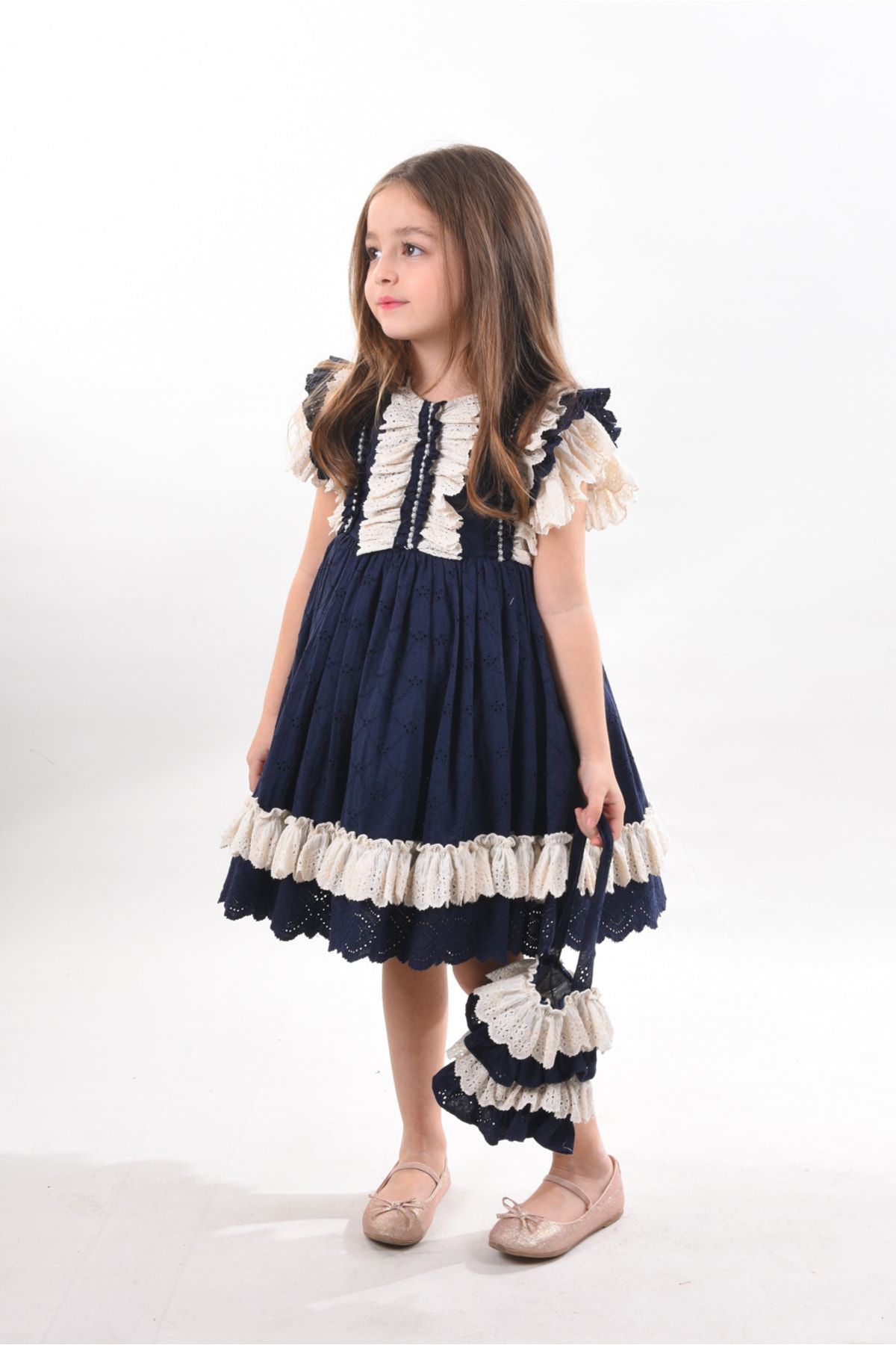 MIALORA EXCLUSİVE By Emel Ebru Özdemir Özel Tasarım Kız Çocuk Kısa Elbise, Vintage Kız Çocuk Elbise, Çanta Aksesuarlı Abiye Elbise