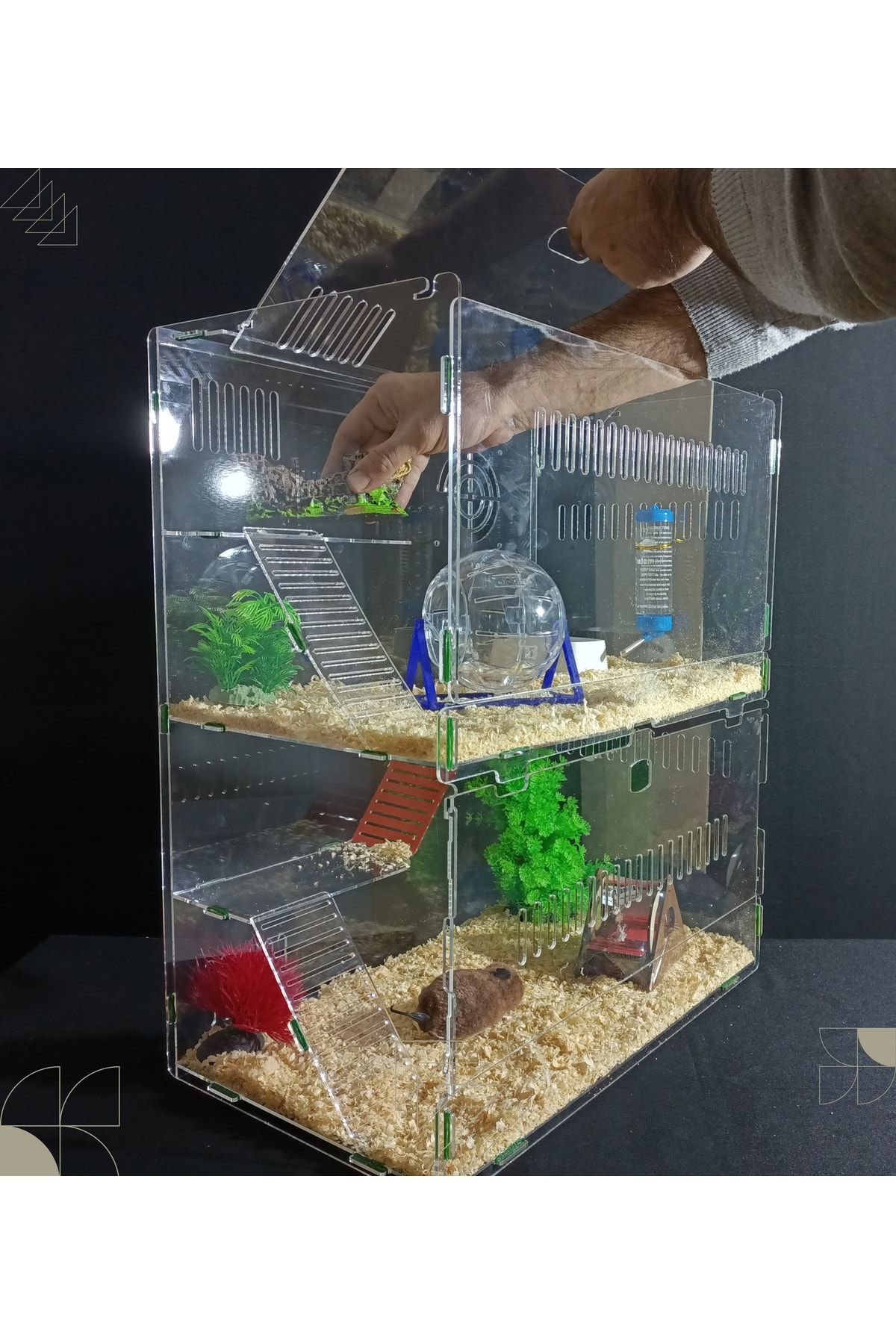 Lazer Hamster Kafesi Akrilik Çift Kat Demonte Gelmektedir - Içerisinde Bulunan Ürünler Dahil Değildir