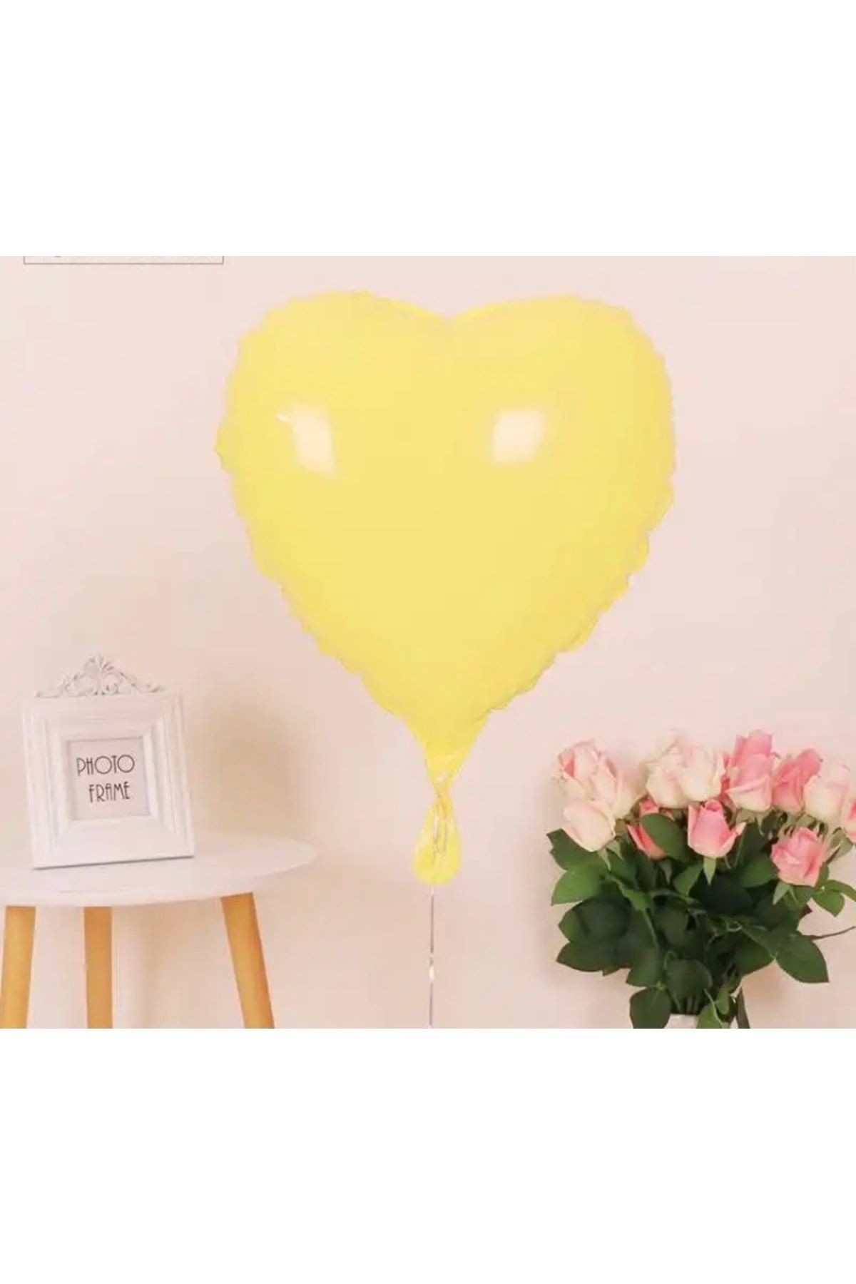 Deniz Party Store Makaron Sarı Kalp Folyo Balon 18 Inç 45 Cm 1 Adet