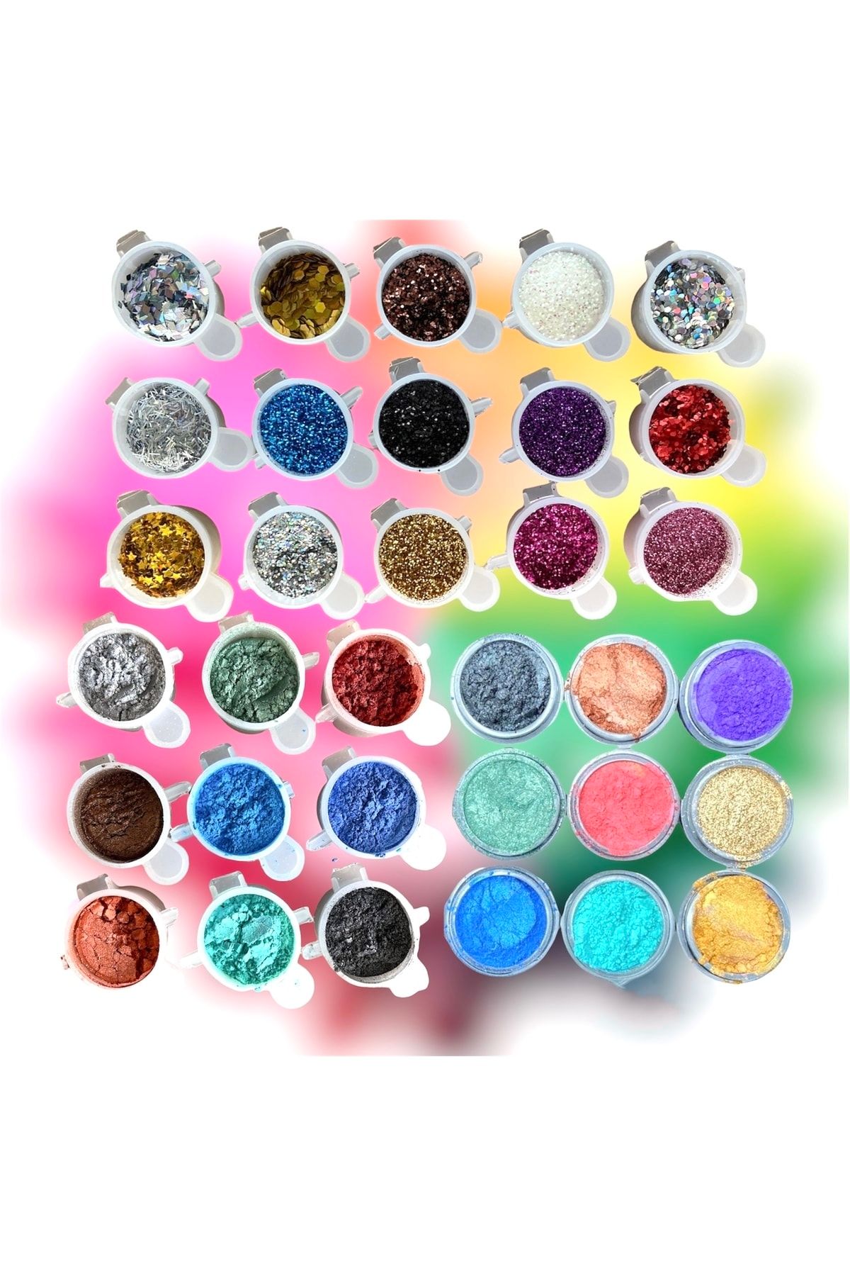 se7enhome Epoksi Sedef Pigment Glitter Seti 33 Parça/ Epoksi/ Epoksi Kalıp Malzemeleri/ Nail Art/ Mum