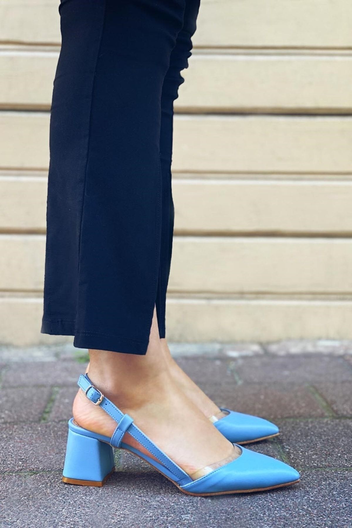 Straswans Roy Kadın Deri Topuklu Ayakkabı Bebe Mavi