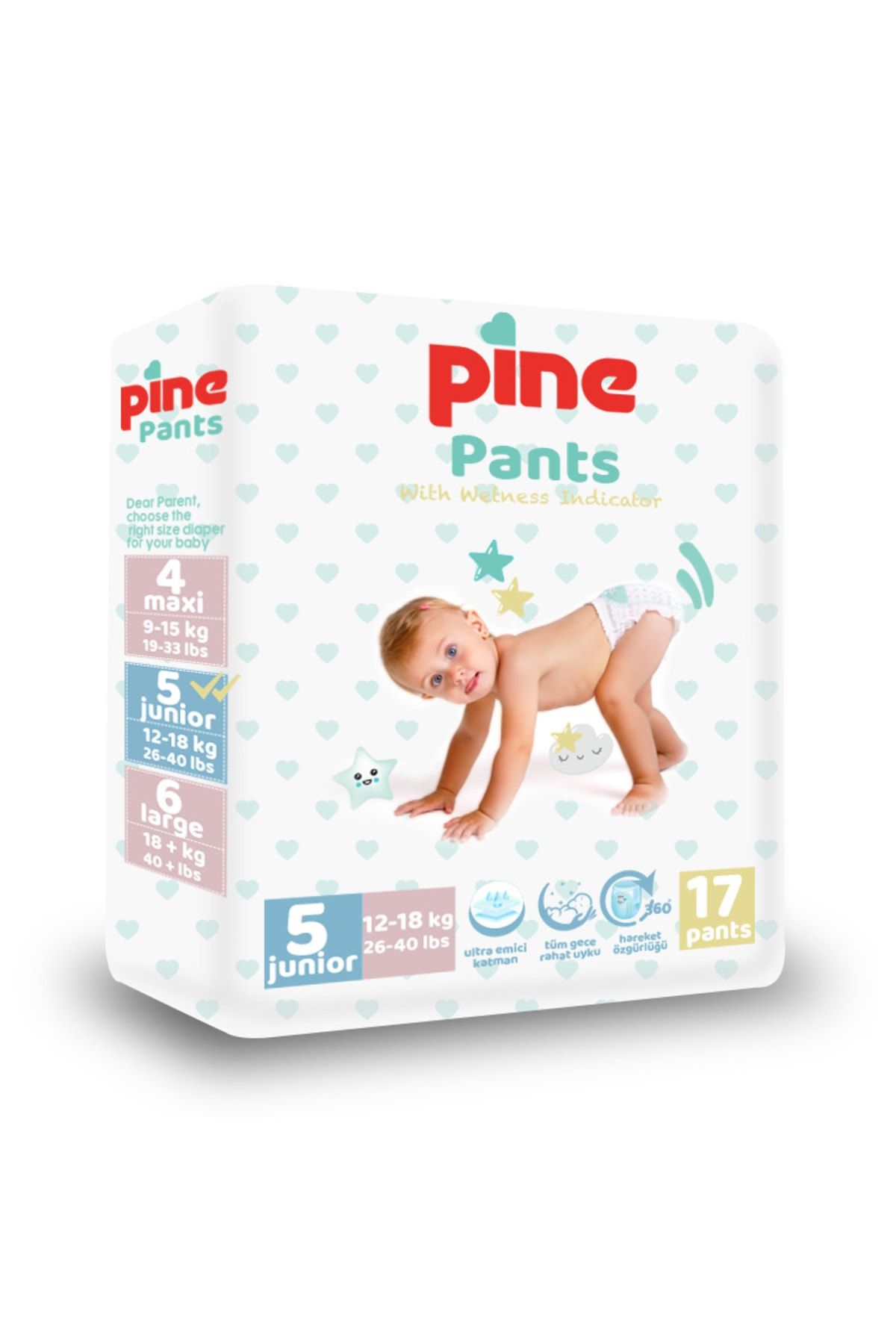 Pine Junior (12-18 Kg) 17 Adet Külotlu Bebek Bezi