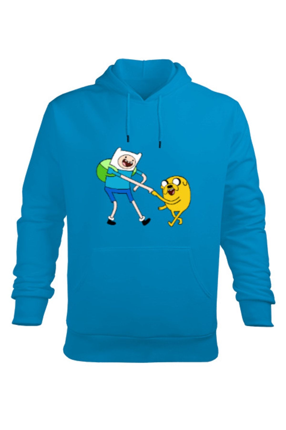 Tisho Unisex Mavi  Adventure Time Kapüşonlu Hoodie Sweatshirt