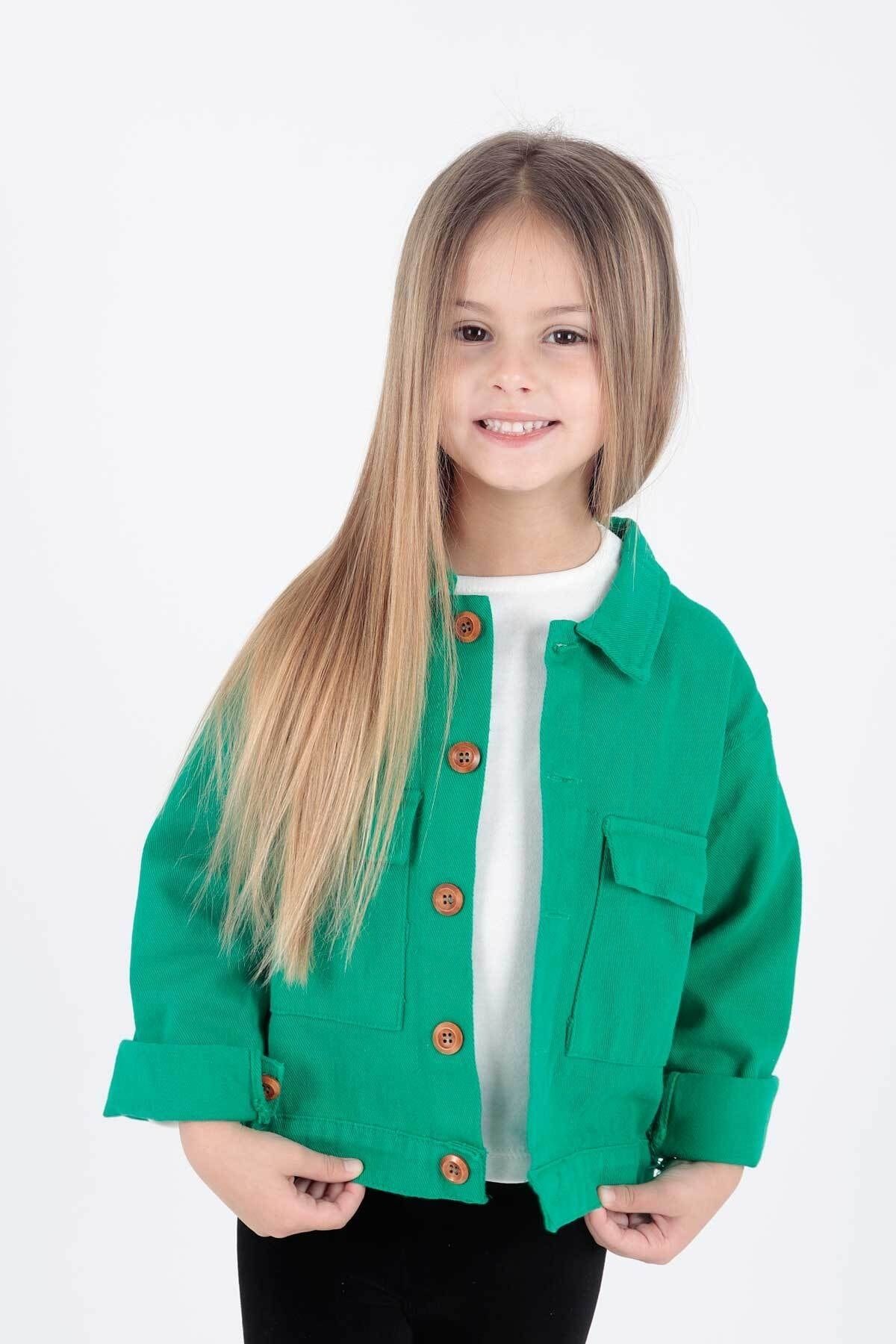 AHENGİM Ahenk Kids Kız Çocuk Ceket Pamuklu Gabardin Renkli Ceket Ak2210