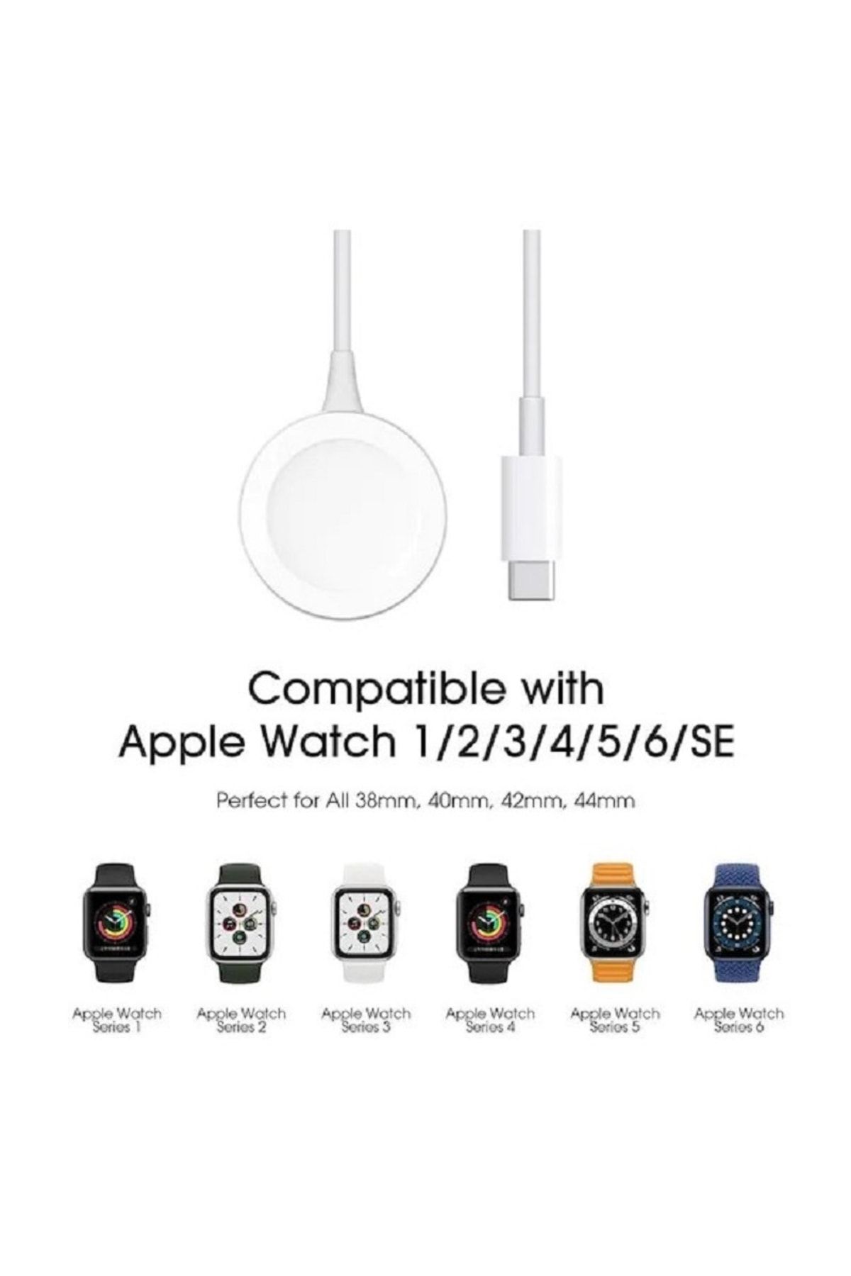 Aırstorr Apple Watch Manyetik Type-c Şarj Kablosu 1m (38 40 41 42 44 45 Mm 3 4 5 6 7 Seri Uyumlu)