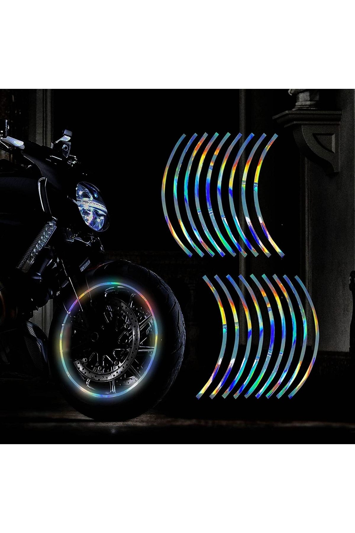 ÖZKAŞ Hologram Tekerlek Şerit Moto Araba Uyumlu Oto Aksesuar Motorsiklet Aksesuar Sticker