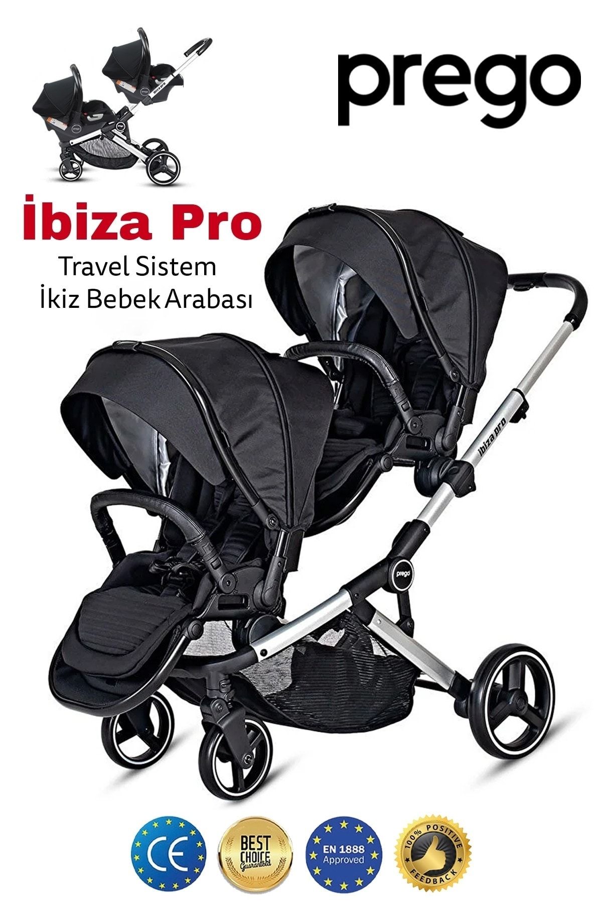 Prego 2071 Ibiza Pro Travel Sistem İkiz Bebek Arabası