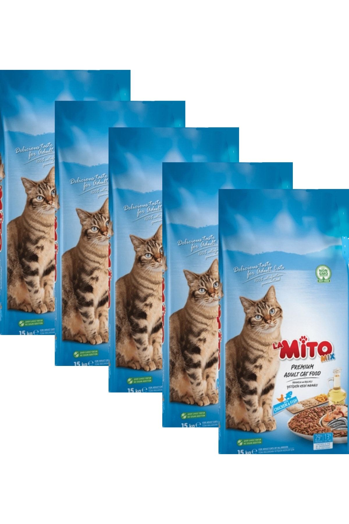 Mito Mix Adult Cat Tavuklu Ve Balıklı Renkli Taneli Kedi Maması 1kg X 5 Adet