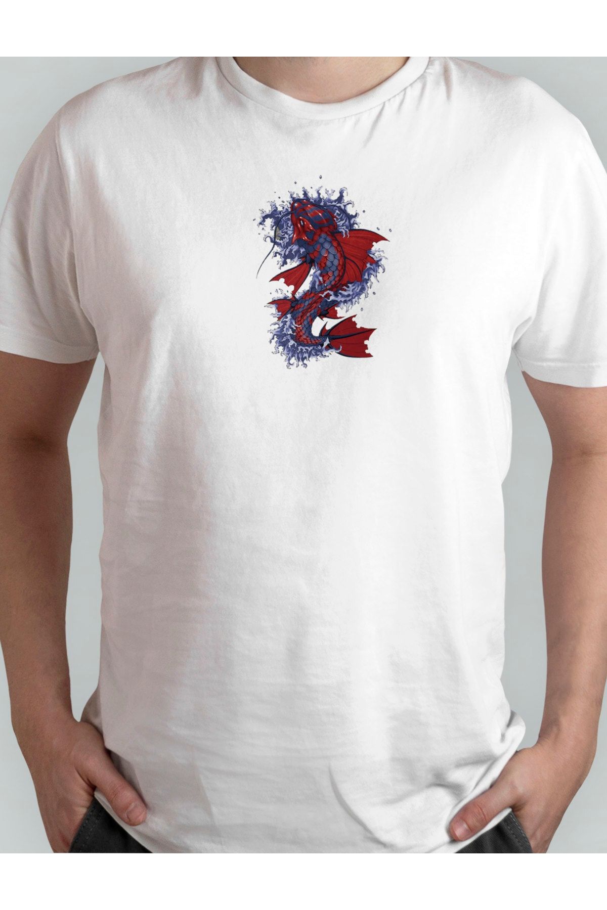 Xanimal Baskılı Balık-ying Büyük Beden Pamuklu T-shirt 3xl 4xl 5xl 6xl 7xl