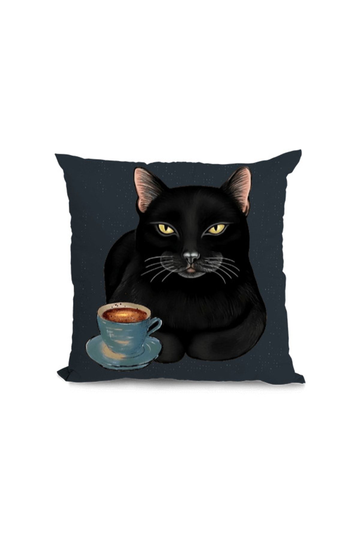 Tisho Black Cat Kare Yastık