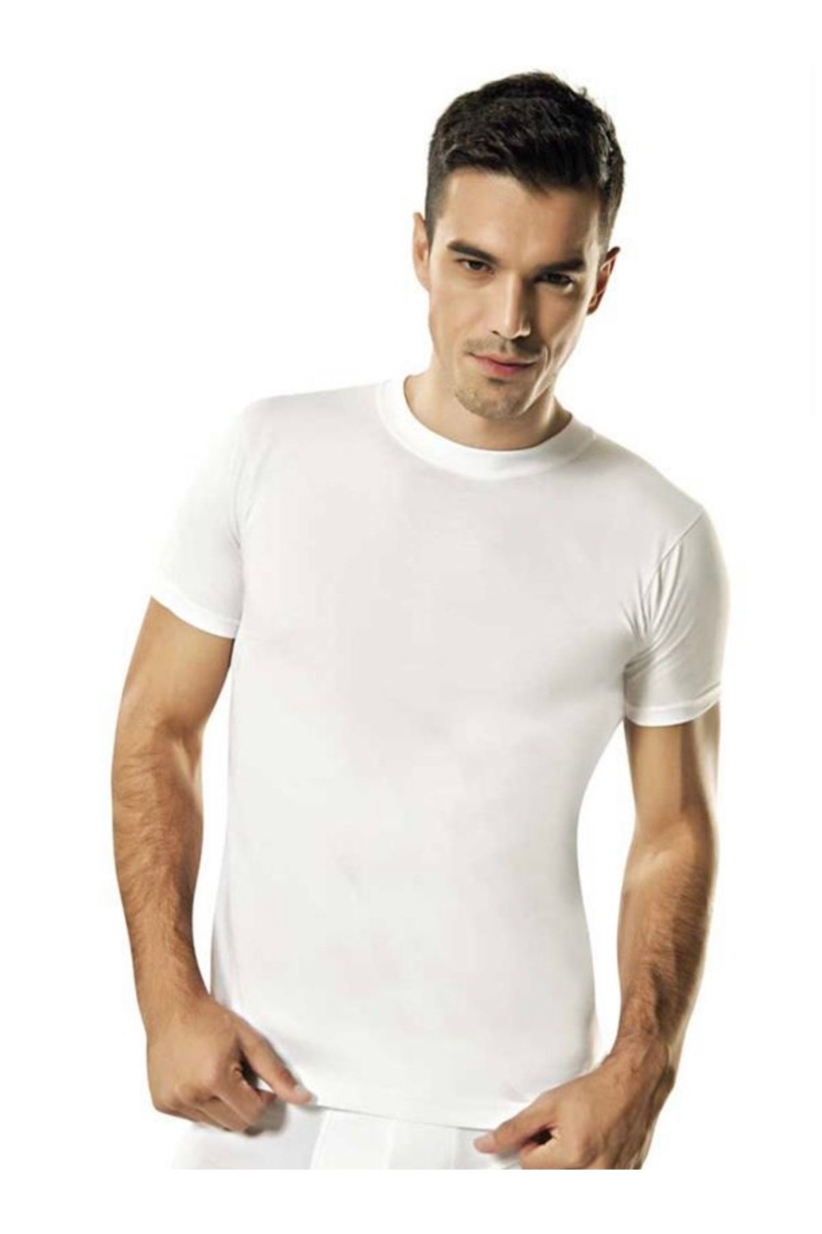 Namaldı 114 Erkek Ribana Sıfır Yaka Tshirt 3’lü Paket - Beyaz