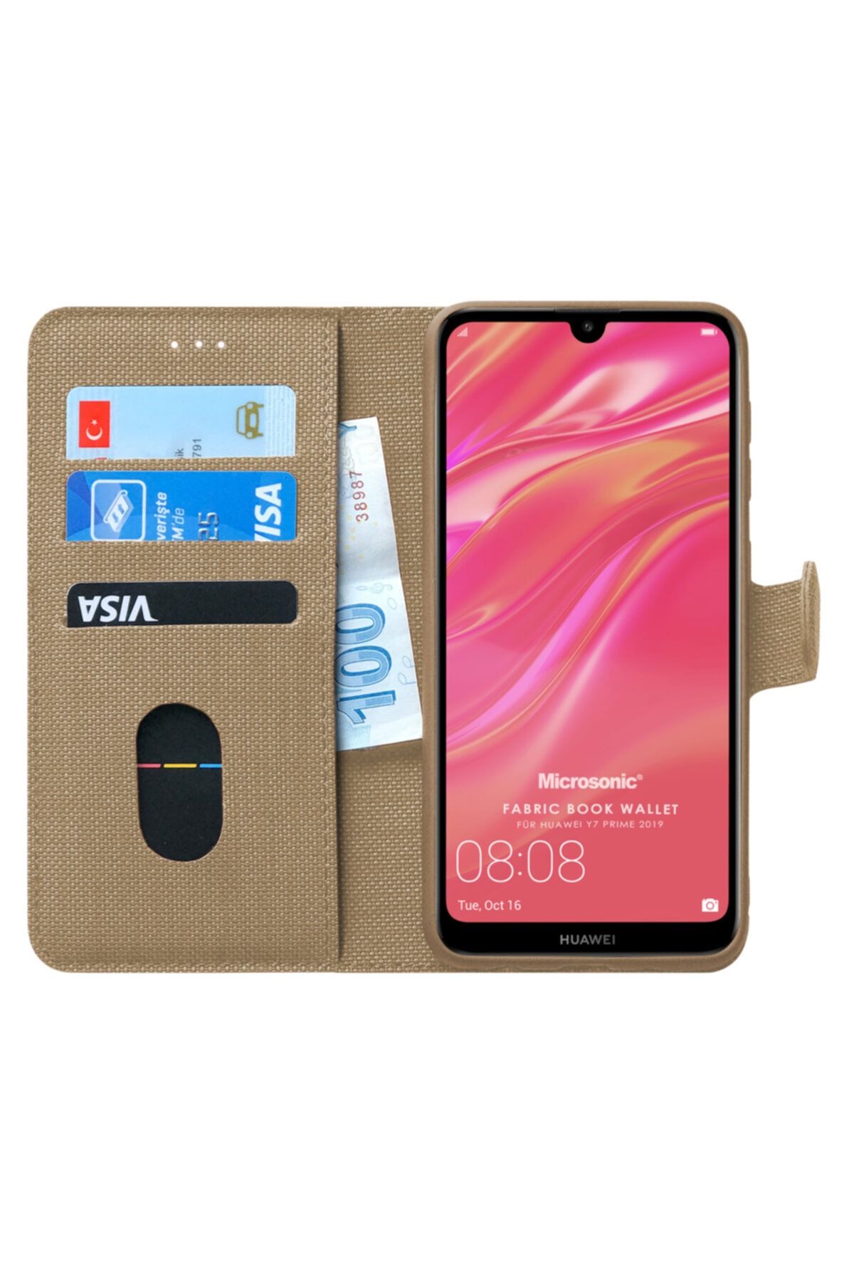 Microsonic Y7 2019 Kılıf, Microsonic Fabric Book Wallet