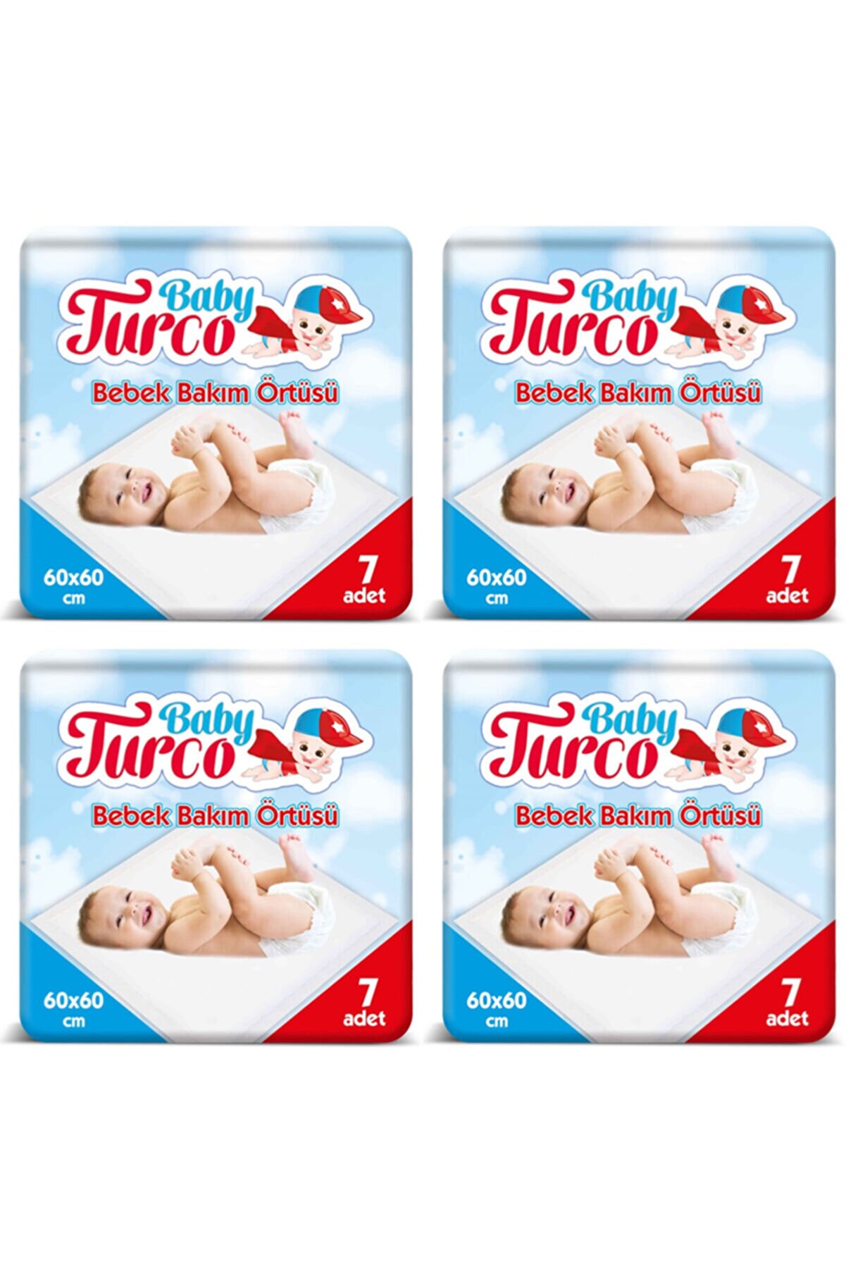 Baby Turco Bebek Bakım Örtüsü Alt Açma Minderi 60*60 Cm 7'li 4 Paket 28 Kullanım