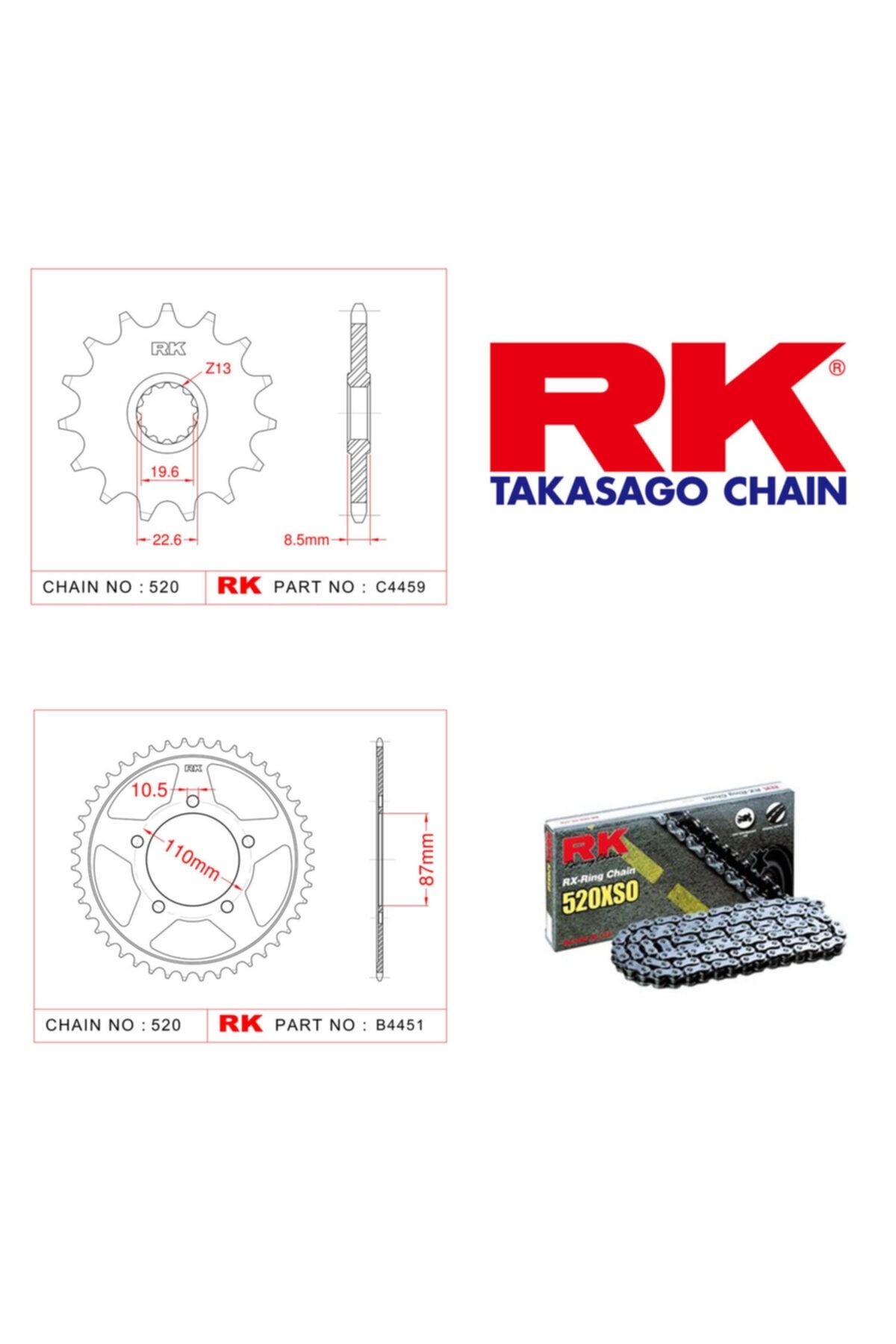 Genel Markalar Suzuki Gsx-r 250 Uyumlu Rk Rx-ring Zincir Dişli Set 520 Xso 14/46 T