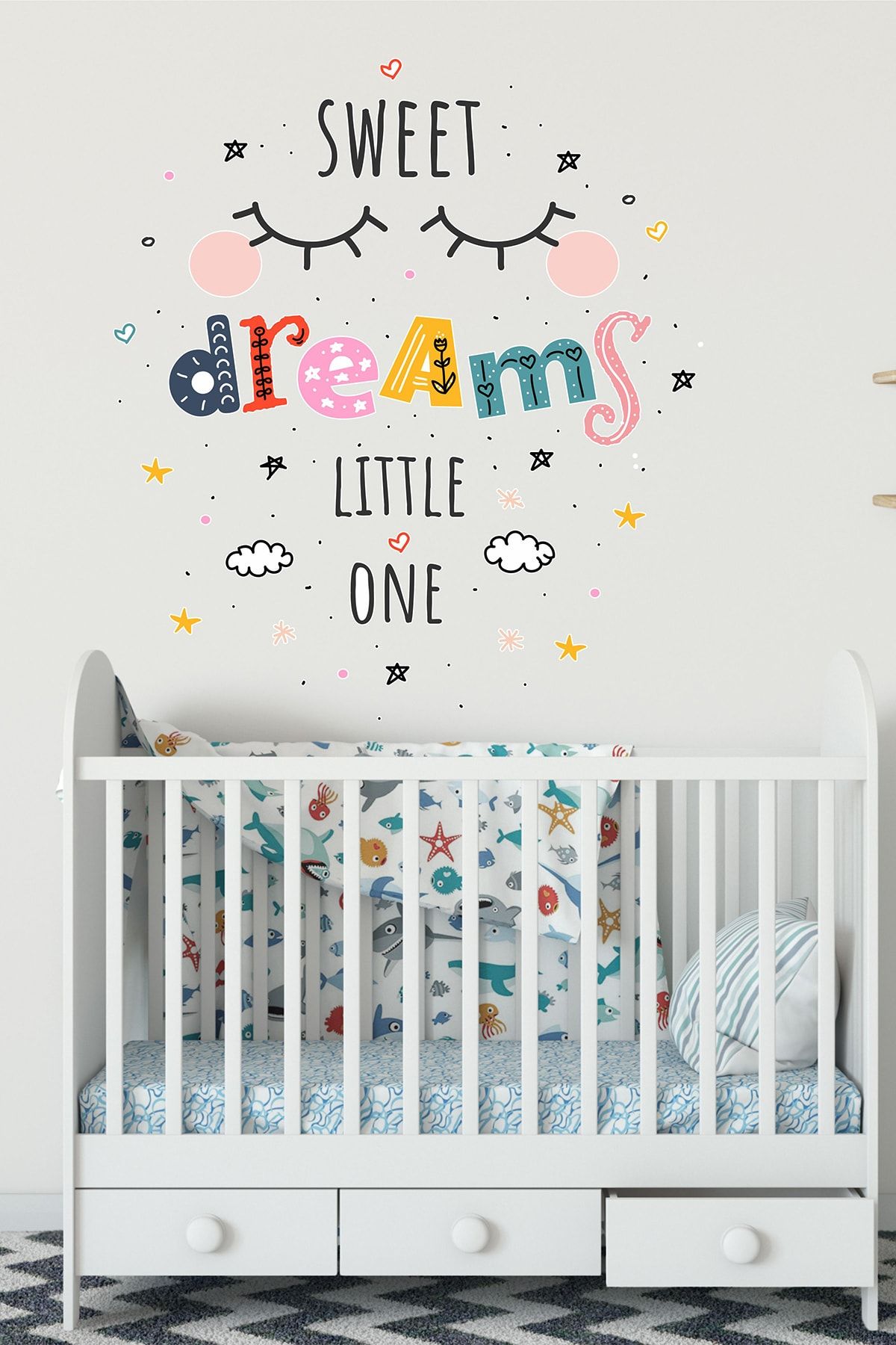 TUGİBU Bebek Odası Kirpik Desenli Duvar Sticker Seti