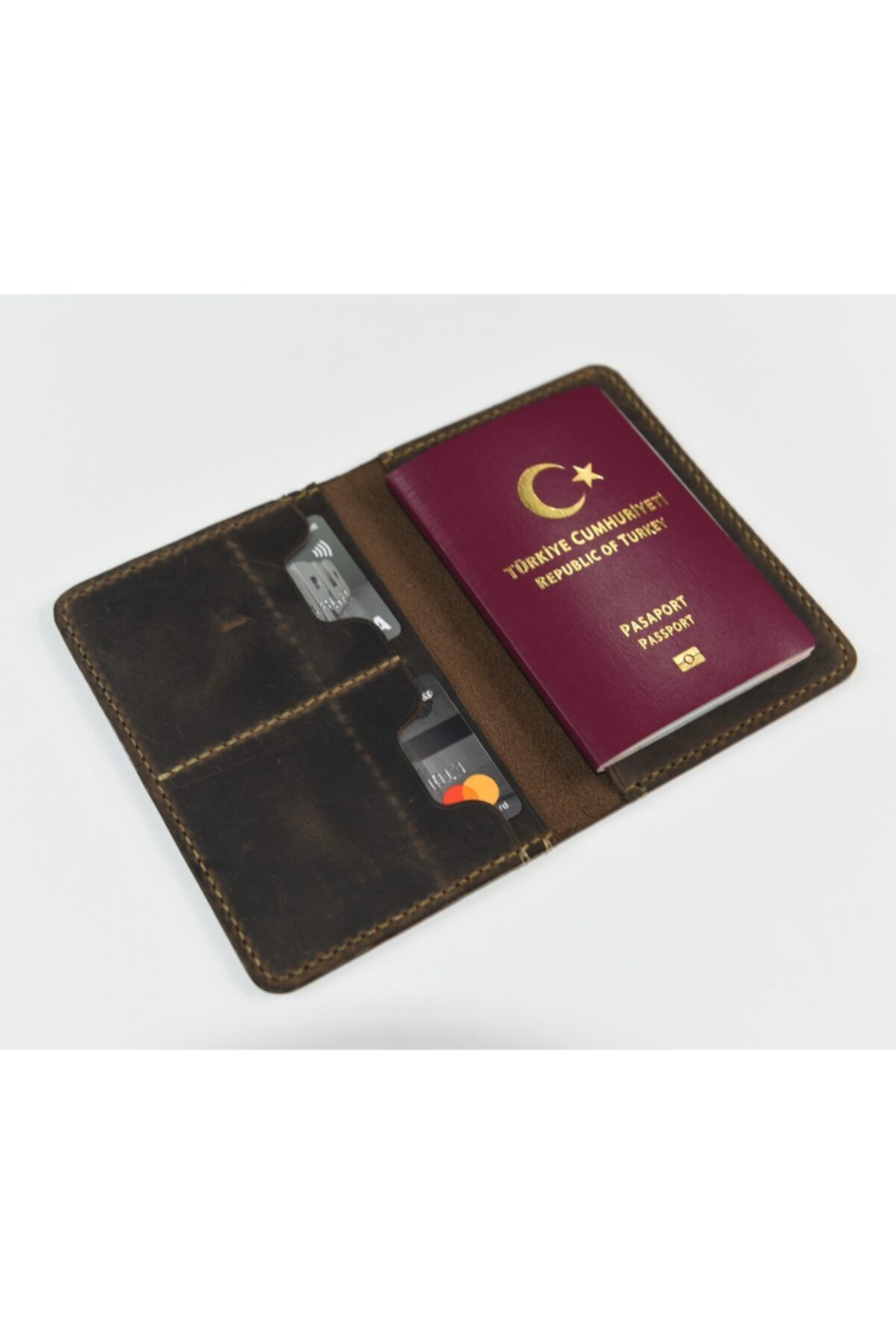 Legend Unisex Kahverengi Deri Pasaport Cüzdanı