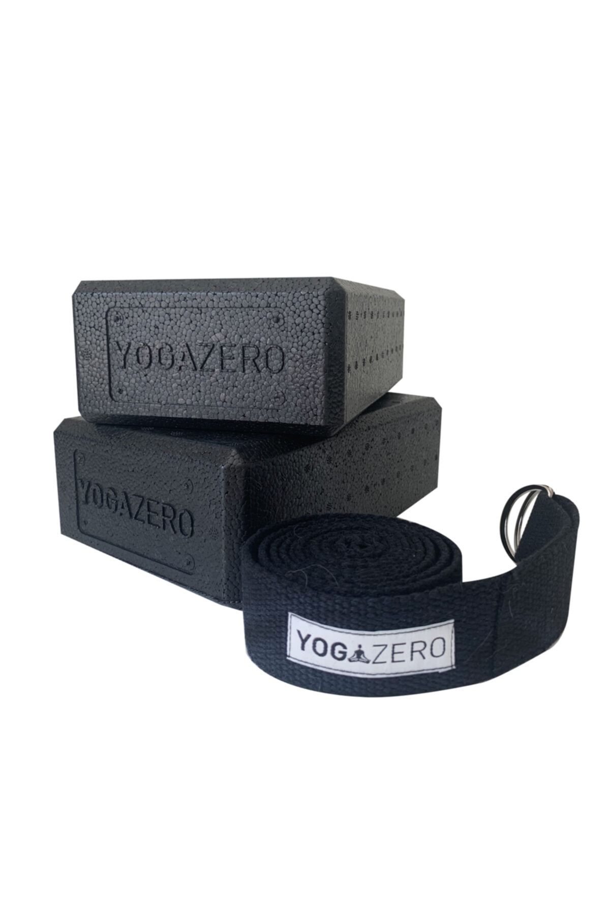 Yoga Zero Siyah Köpük Blok Ve Siyah Renk Yoga Kemer 2 Adet