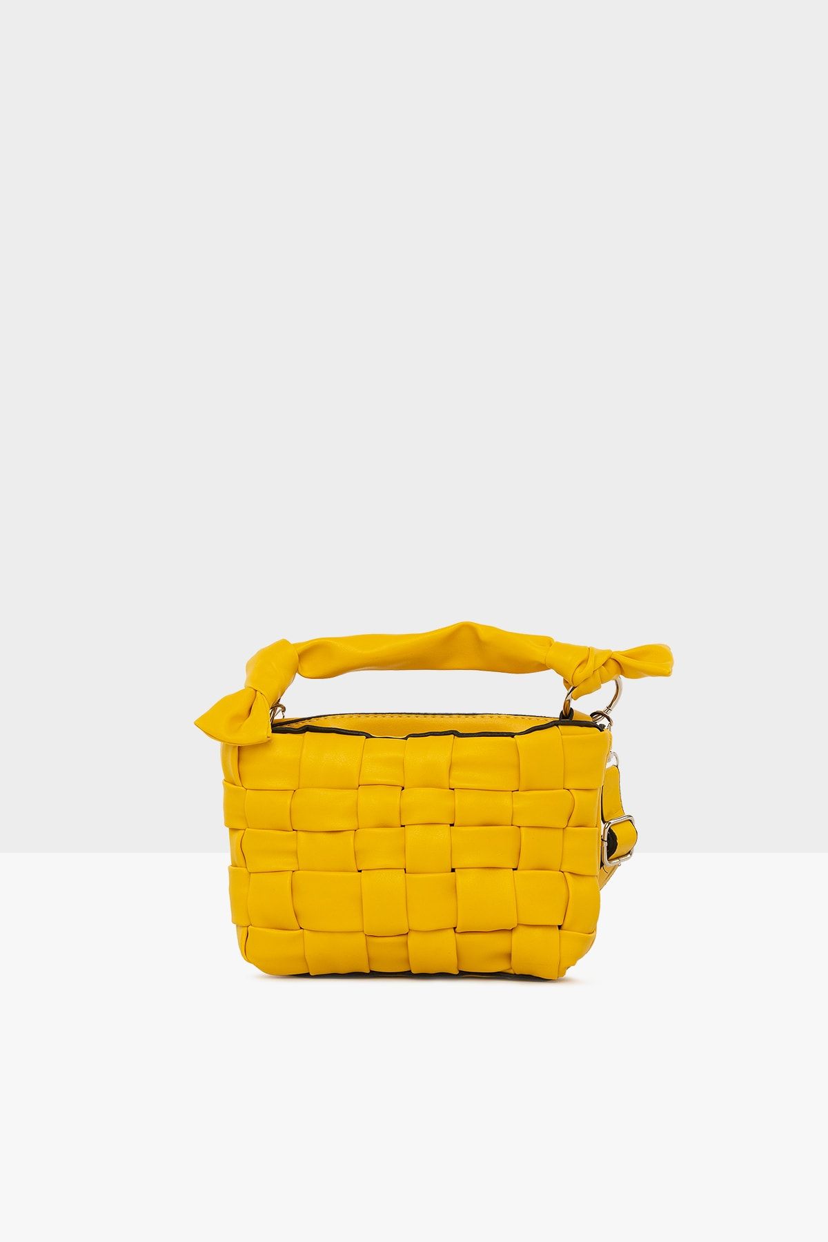 Bagmori Sarı Kadın Örgü Detaylı Mini Çanta M000004875