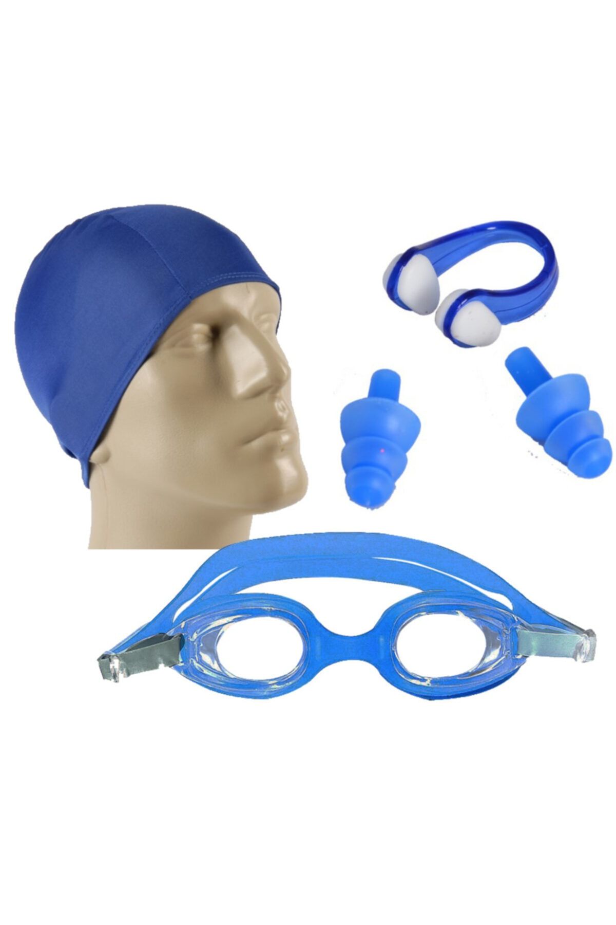 Povit Antifog Çocuk Yüzücü Gözlüğü Likra Bone Kulak Burun Tıkacı