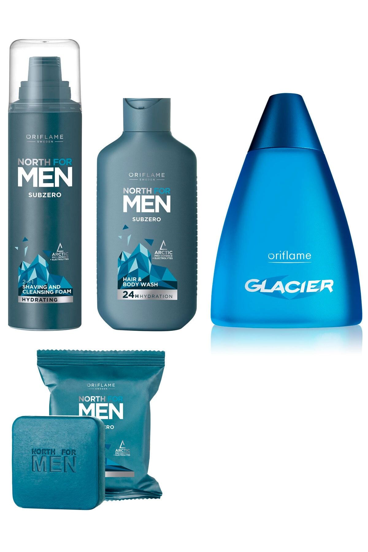 Oriflame North For Men Tıraş Köpüğü + Vücut Şampuanı + Glacier Edt 100 Ml. Erkek Parfüm Seti