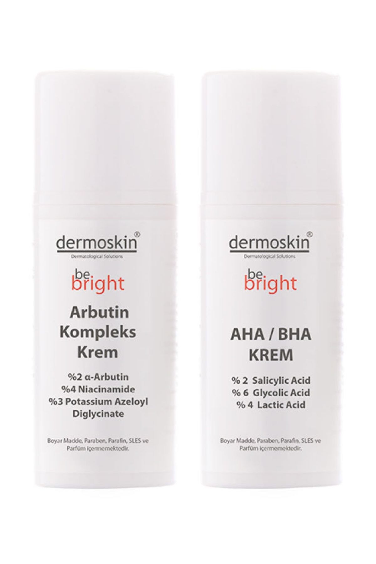 Dermoskin Be Bright  Arbutin Kompleks Krem 33 ml + Be Bright AHA BHA Krem 33 ml