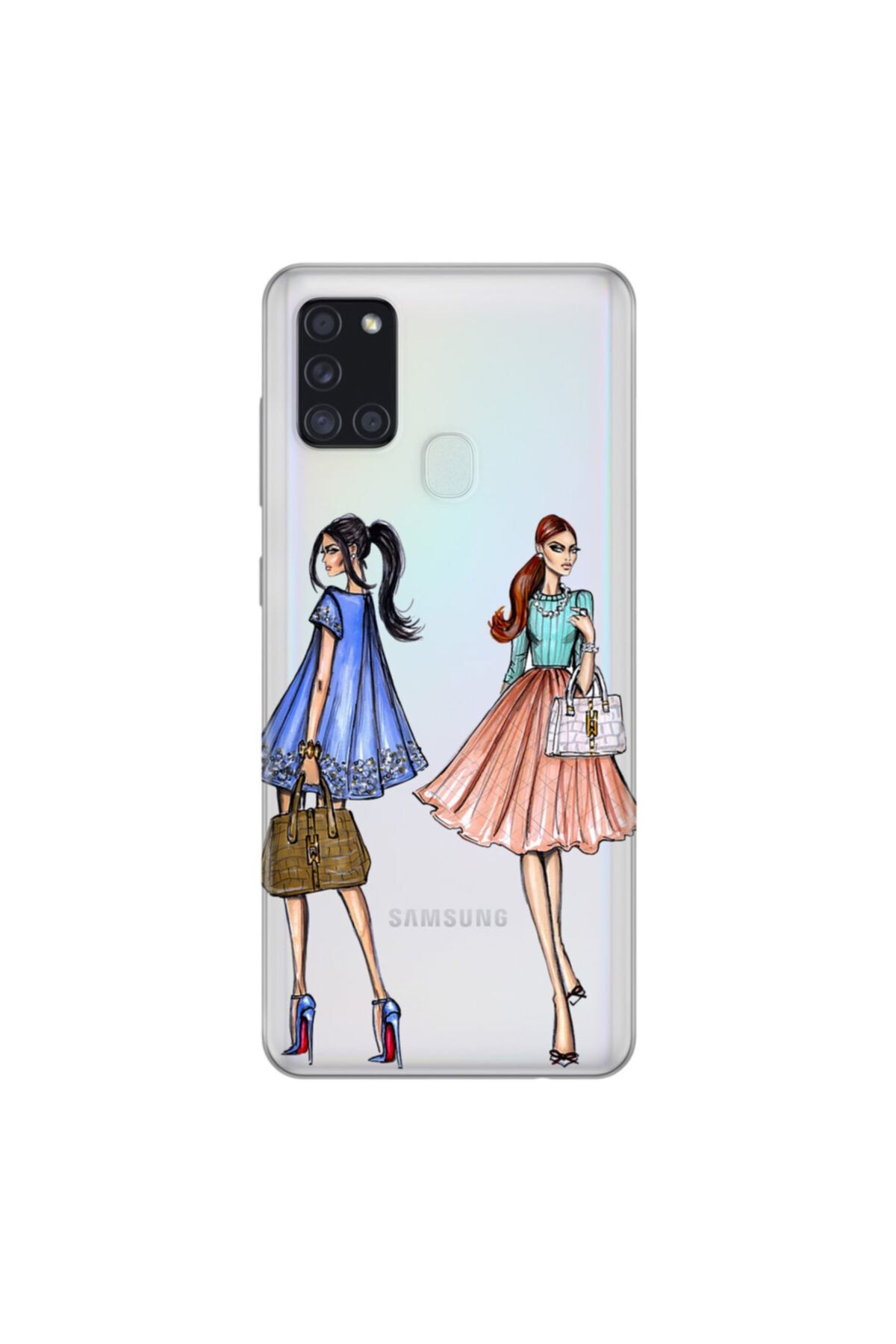 Cekuonline Samsung Galaxy A21s Kılıf Fashion Miss Temalı Resimli Silikon Telefon Kapak