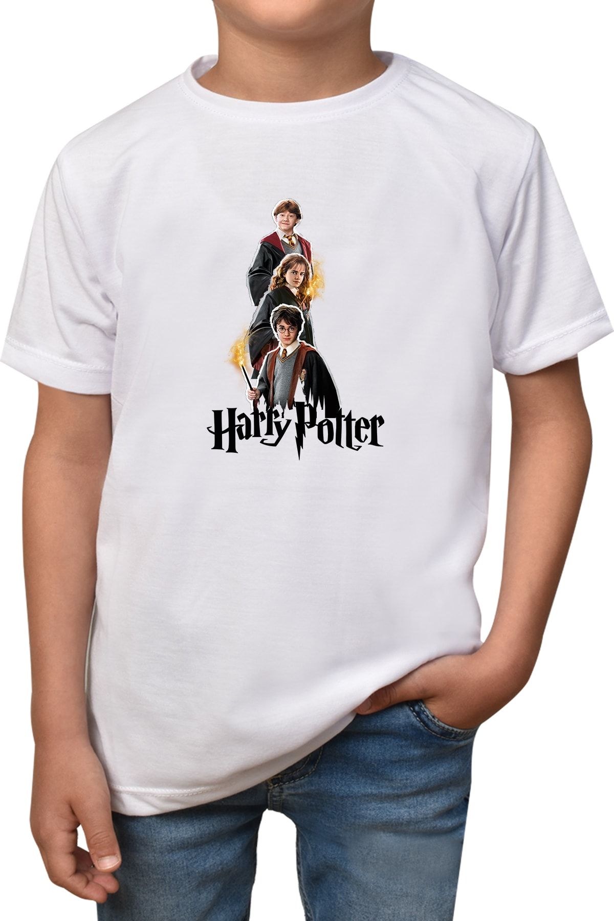 Phi Ajans Erkek Kız Çocuk Beyaz Harry Potter T-shirt T-5