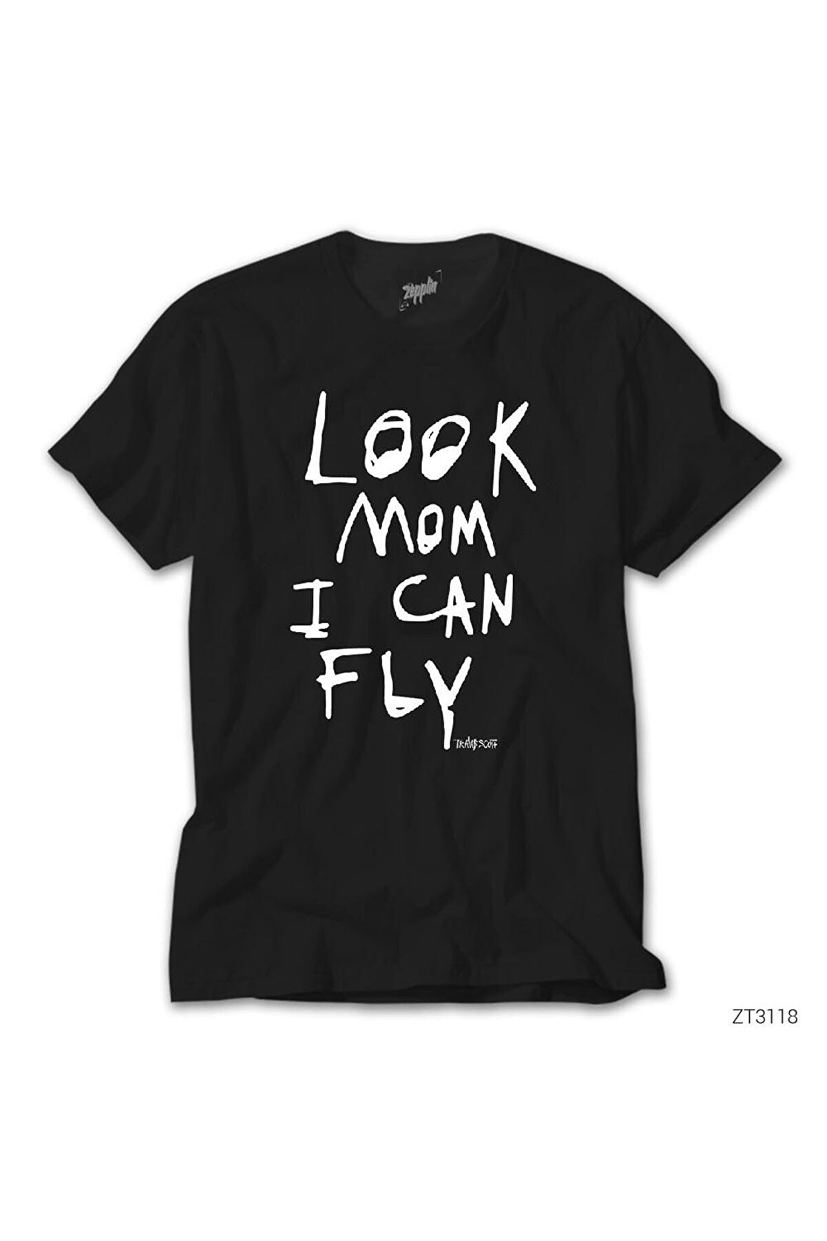 Z zepplin Travis Scott Look Mom I Can Fly Siyah Tişört