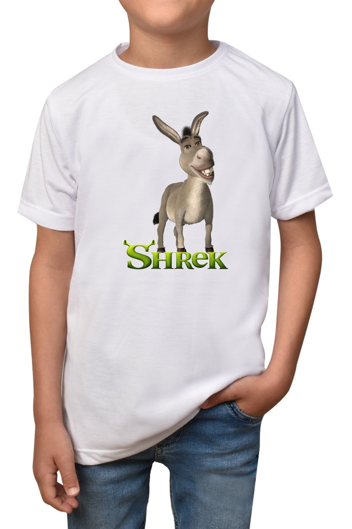 GiftStore Shrek- Beyaz Çocuk - Yetişkin Unisex T-shirt T-6