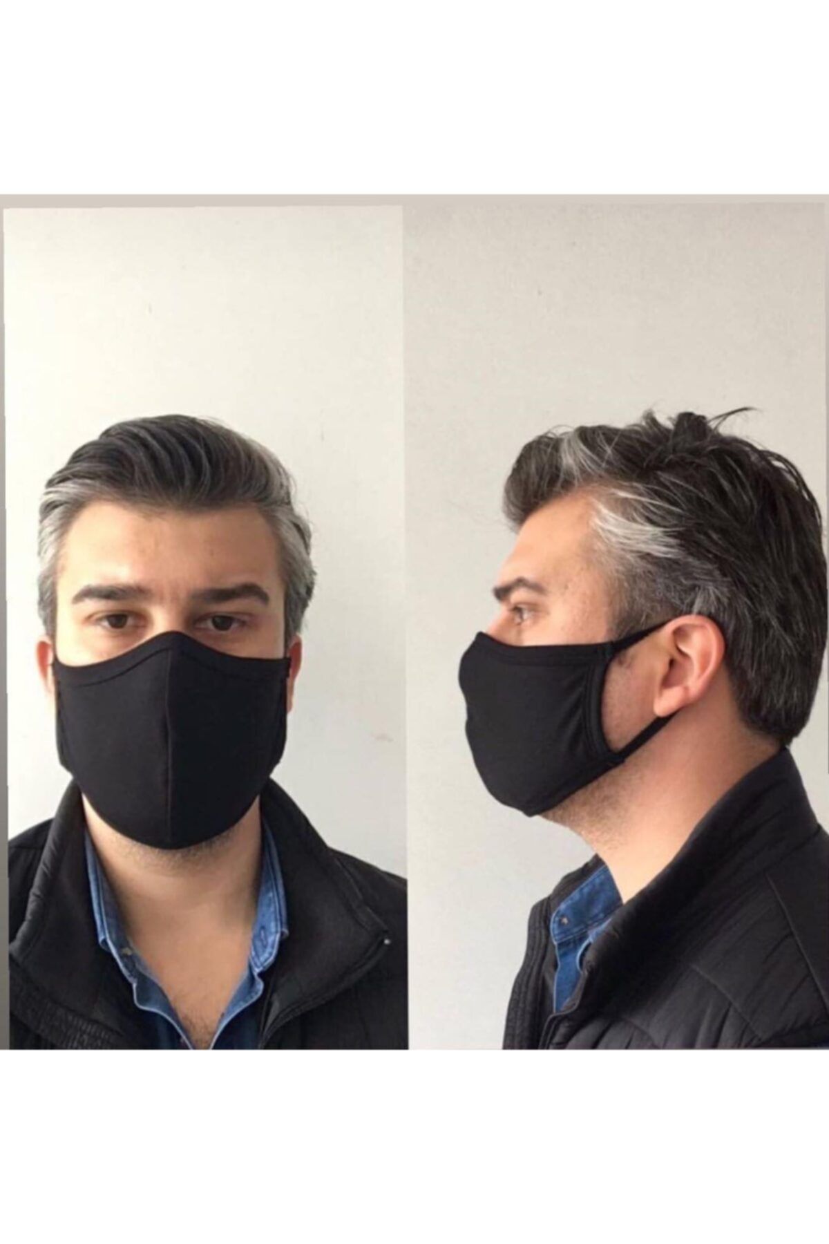 AYD 2'li %100 Pamuklu Çift Katlı Yıkanabilir Siyah Maske