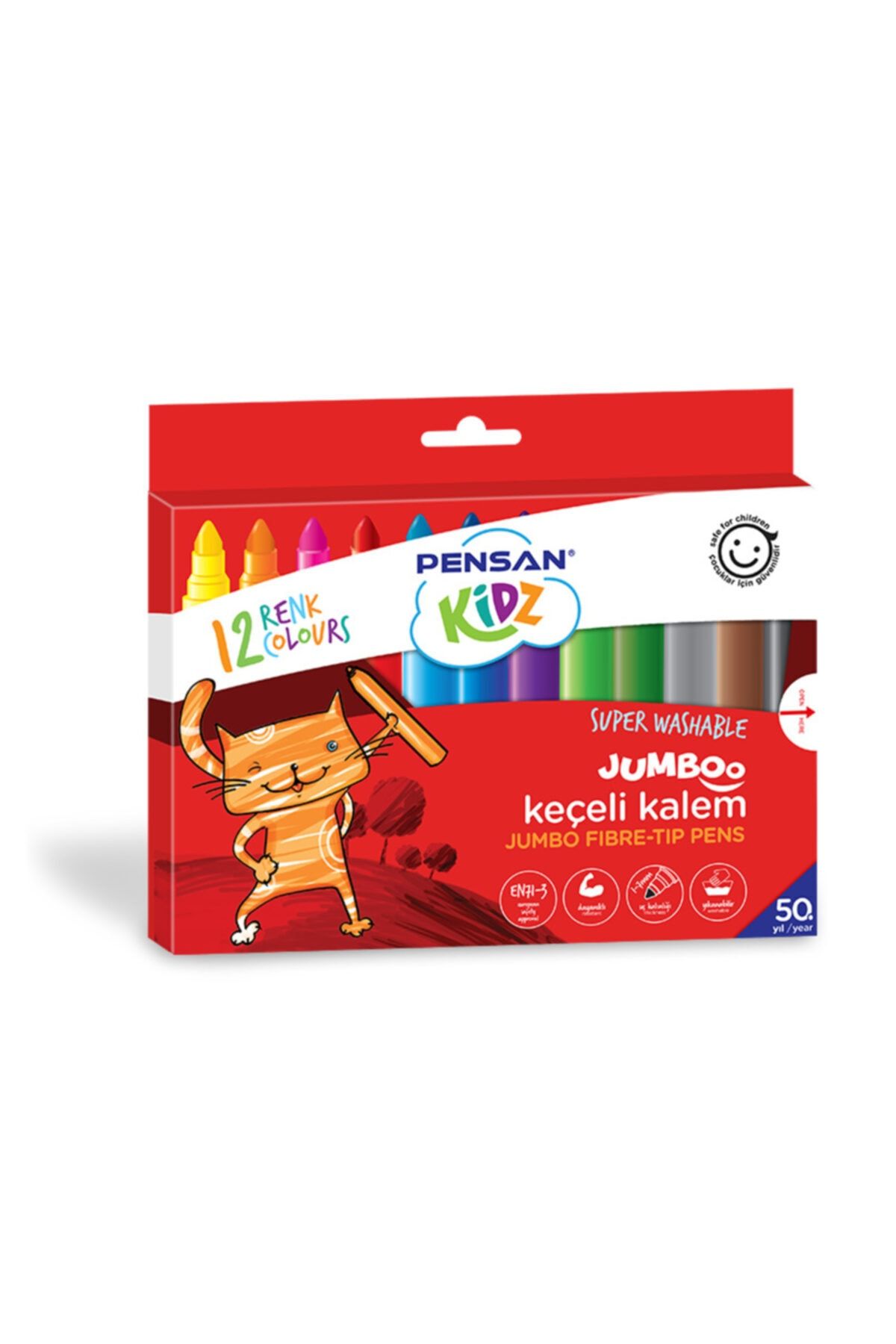 Pensan Kidz 12 Renk Yıkanabilir Jumboo Keçeli Kalem Pe99040kk12r