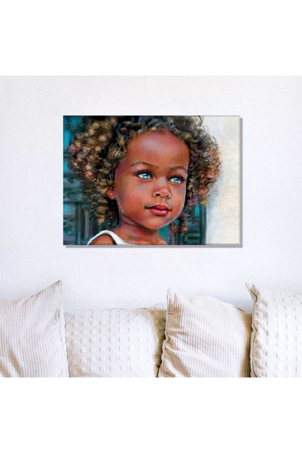 Angie Braun Mavi Gözlü Afrikalı Kız Yağlı Boya Reprodüksiyon Kanvas Tablo 35 X 50 Cm