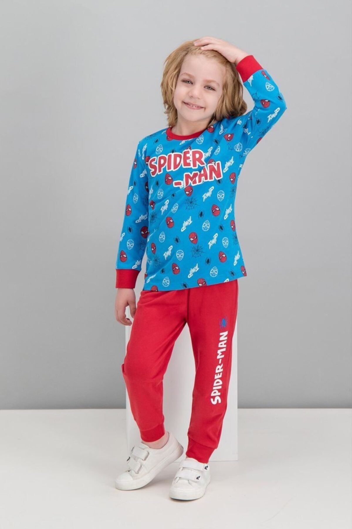 Spiderman Erkek Çocuk Mavi Spider Man Lisanslı Cobalt Pijama Takımı