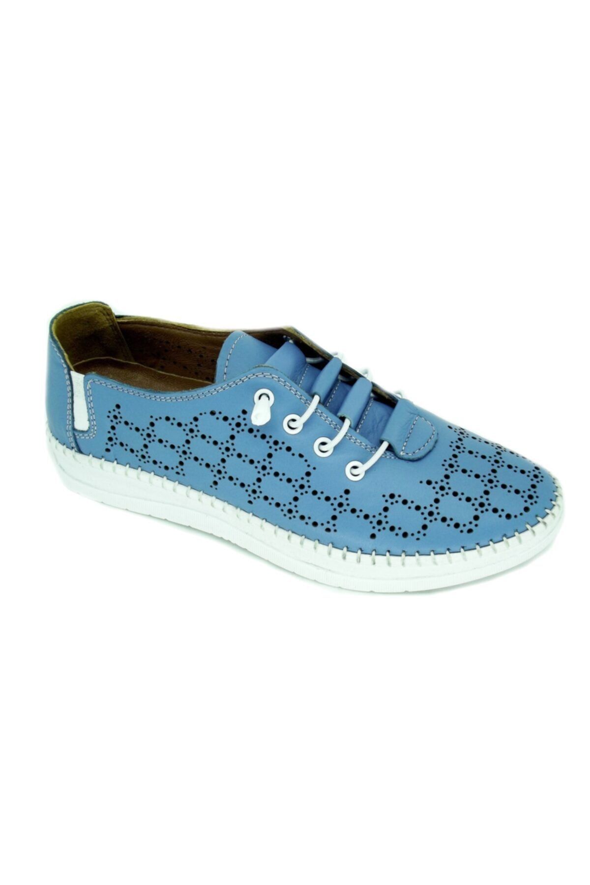 TRENDYSHOES Mavi Trendyshose 100100142 Hakiki Deri Rahat Ortopedık Kadın Ayakkabı