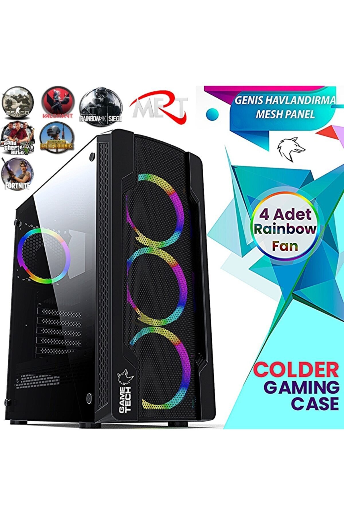 GAMETECH Colder 4x12cm Fanlı Gaming Oyuncu Bilgisayar Kasası