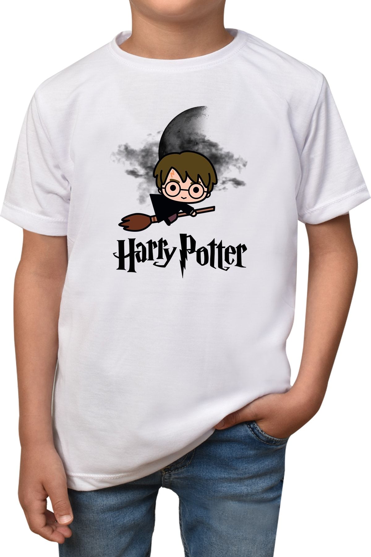 Phi Ajans Çocuk Beyaz Harry Potter Baskılı T-Shirt