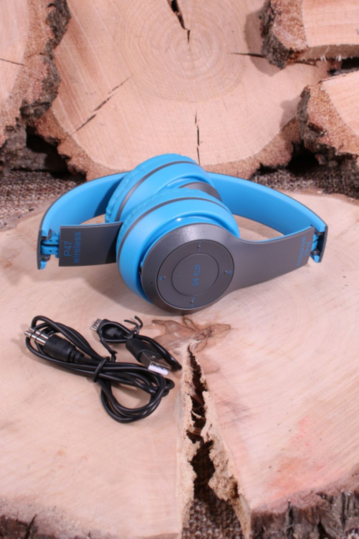 Enjoy Bluetooth Katlanabilir Kablosuz Kart Girişli Radyolu Kulaklık P47 Mavi
