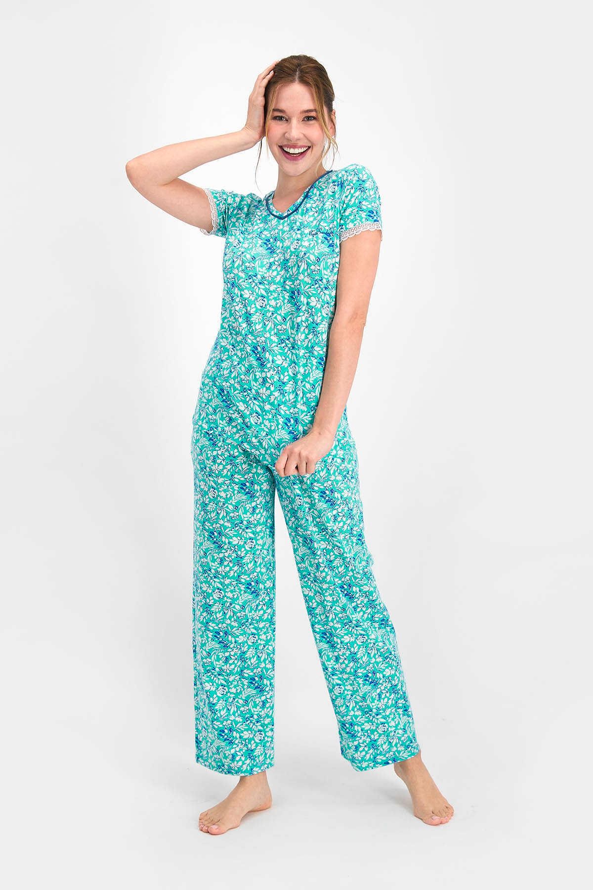Pierre Cardin Kadın Turkuaz Kısa Kol Pijama Takımı