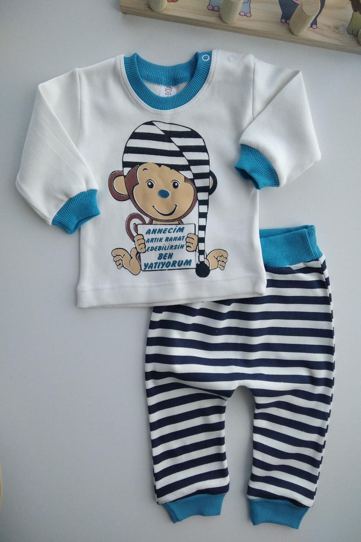 Bebek Exclusive Annecim Ben Uyuyorum Yazılı Bebek 2li Pijama Takımı