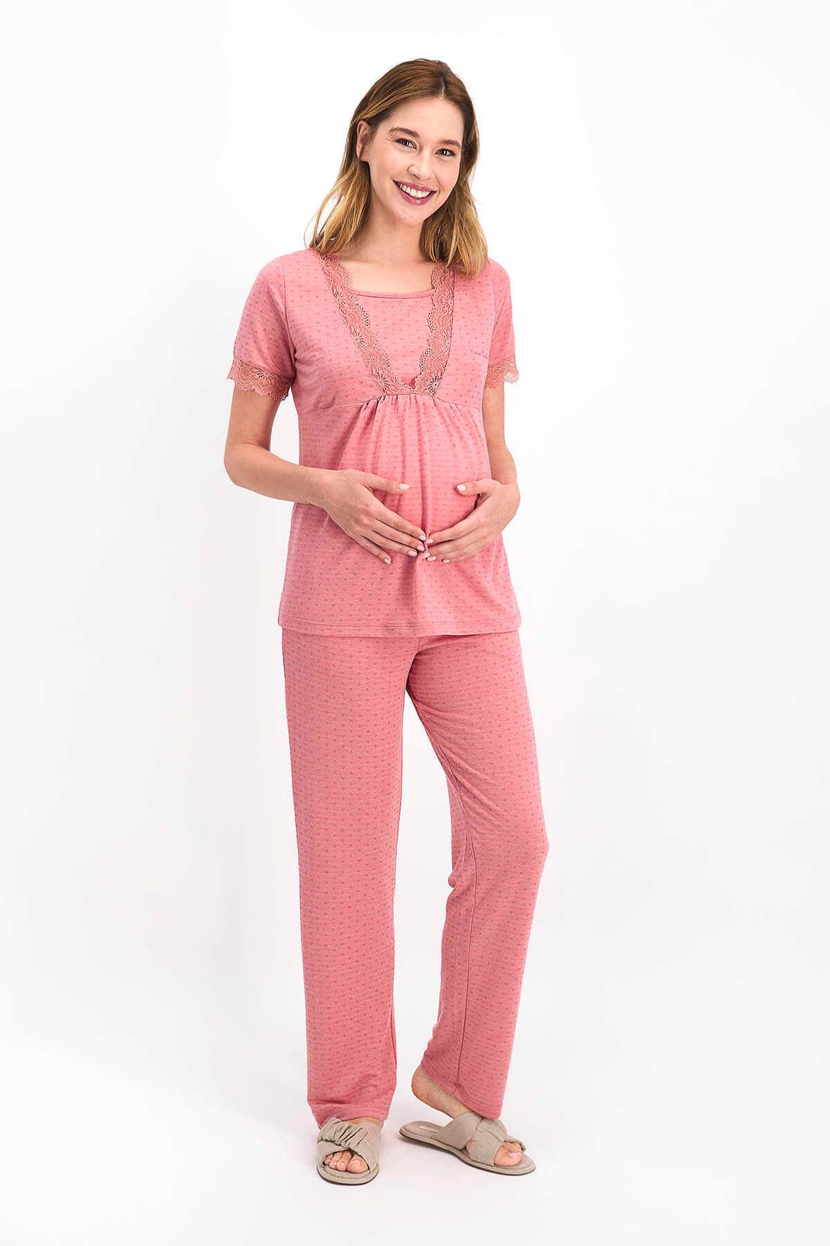 Pierre Cardin Kadın Vişne Desenli Lohusa Pijama Takımı