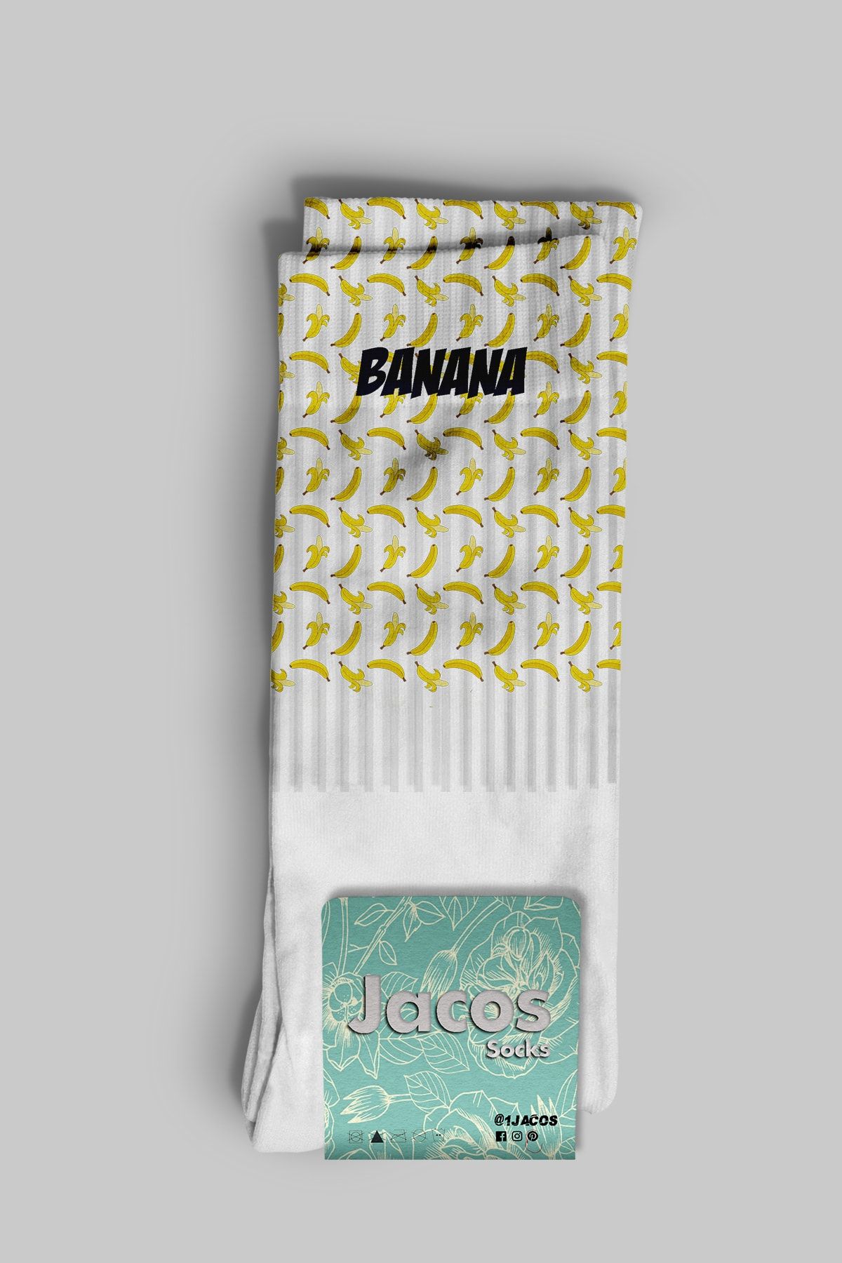 JACOS Ocks Muz Desenli Unisex Özel Tasarımlı Çorap
