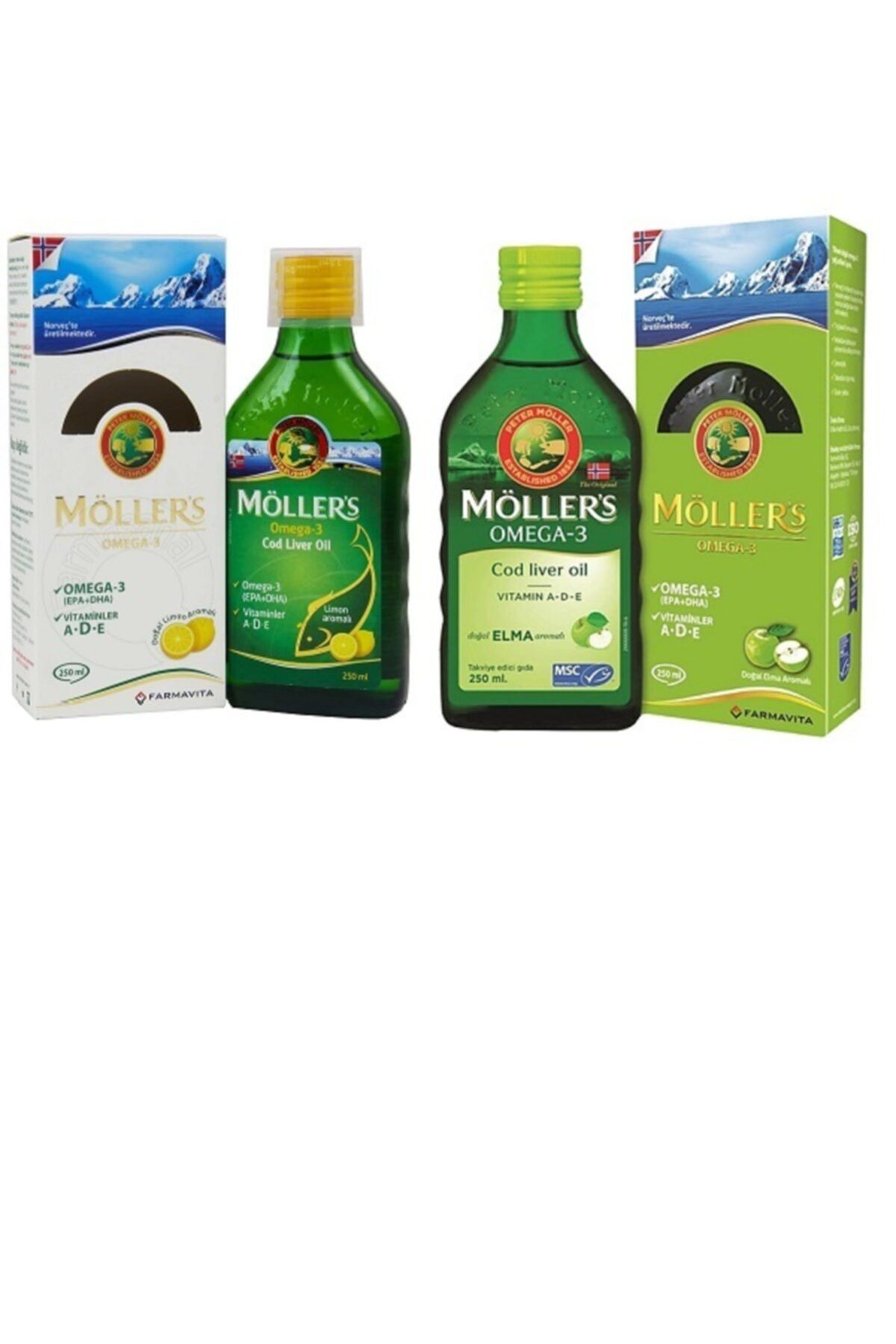 Mollers Hem Çocuklar Hem Yetişkinlerin Kullanabileceği Balık Yağı Elma Ve Limon Aromalı 250mlx2