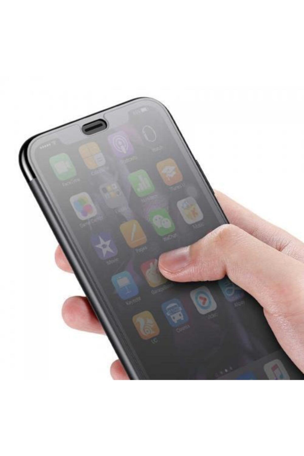 Baseus Touchable Iphone Xs Max  Uyumlu 6.5" Şeffaf Kapaklı Kılıf Siyah