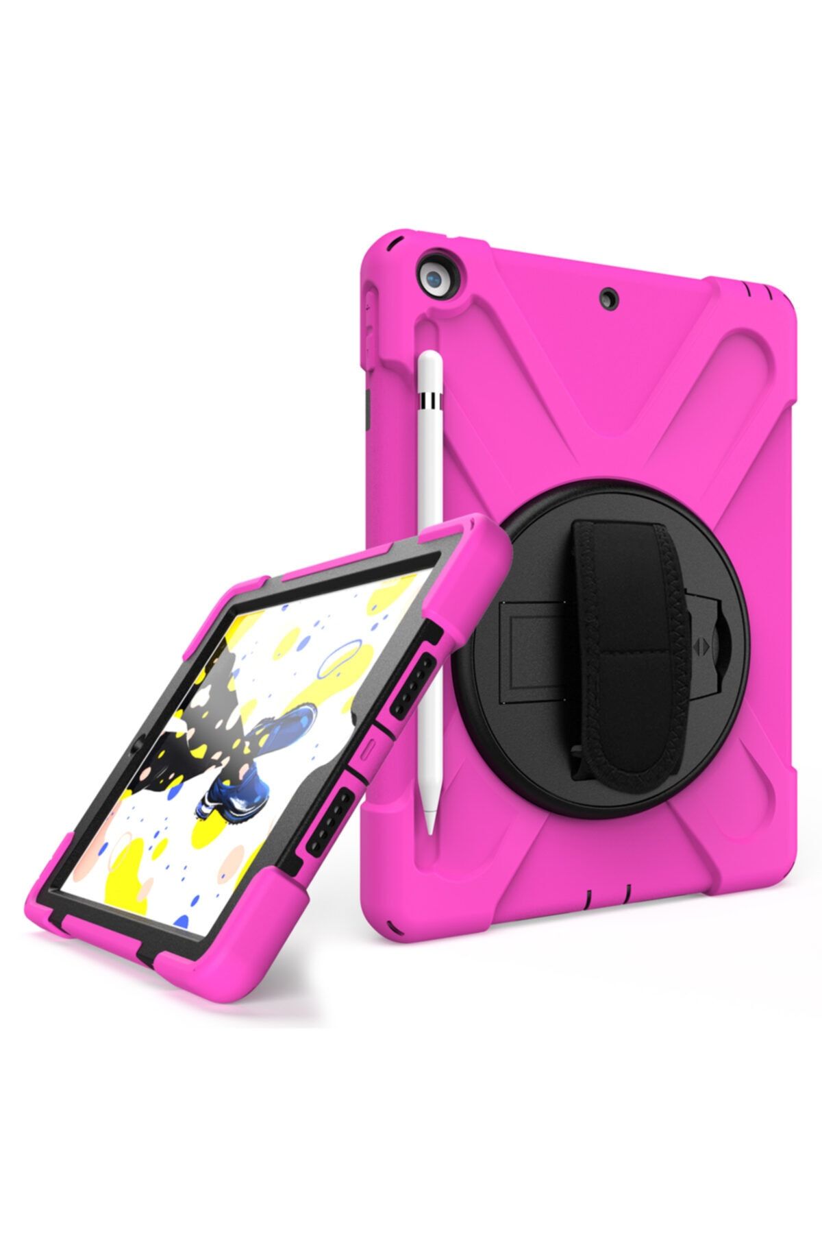 MOBAX Apple Ipad 8. Nesil 10.2" Defender Standlı Askılı Tank Case A2270 A2428 A2429 A2430 Pembe Kılıf