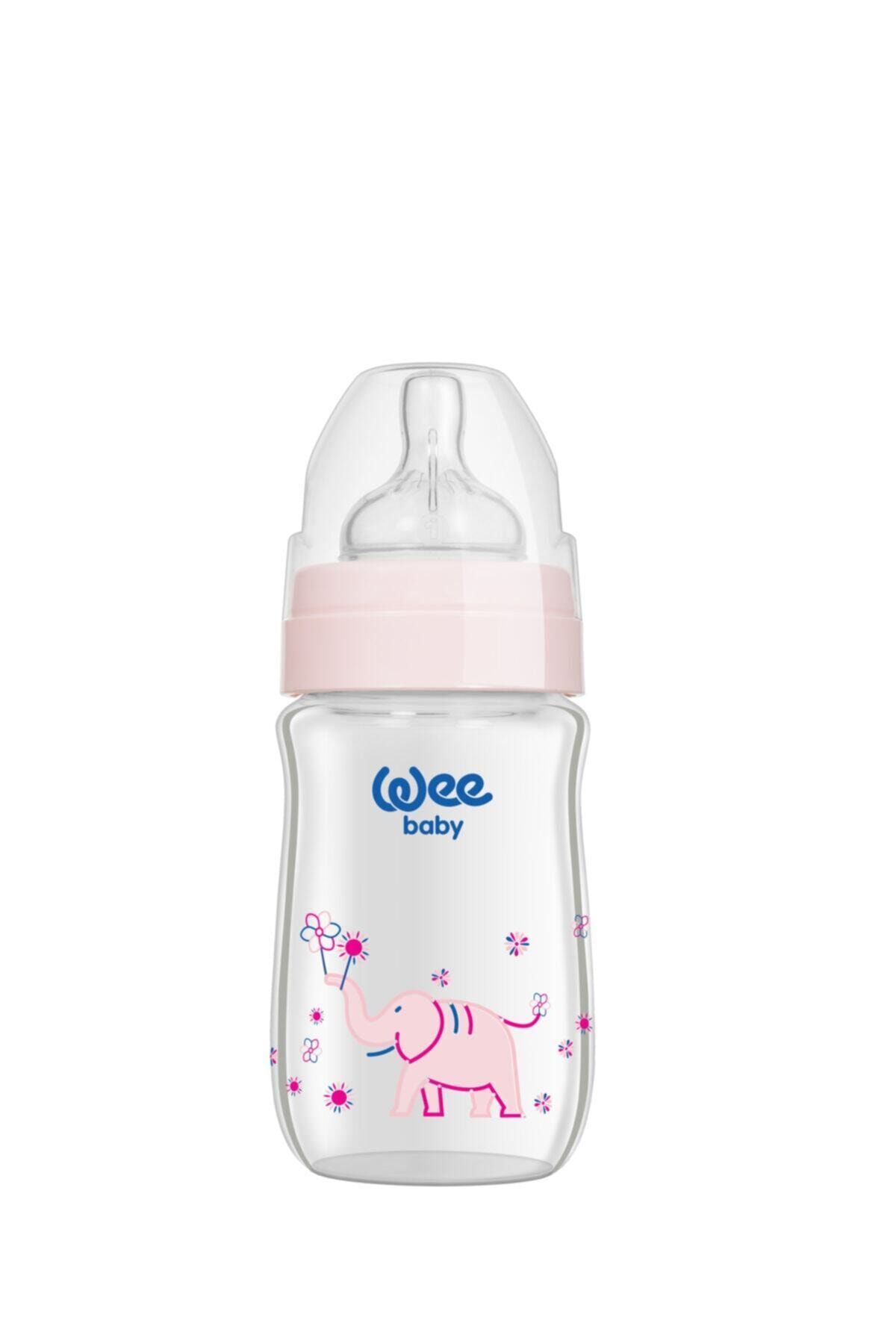 Wee Baby Klasik Plus Geniş Ağızlı Isıya Dayanıklı Cam Biberon 180 Ml - Pembe