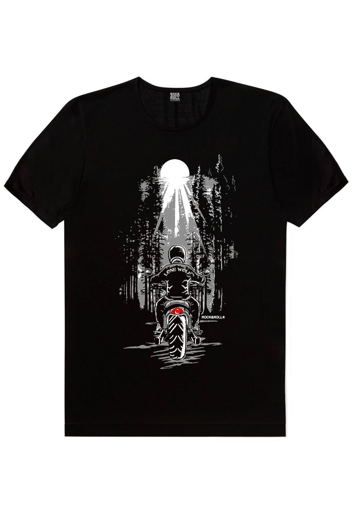 ROCKANDROLL Erkek Siyah Yalnız Kovboy Kısa Kollu T-shirt