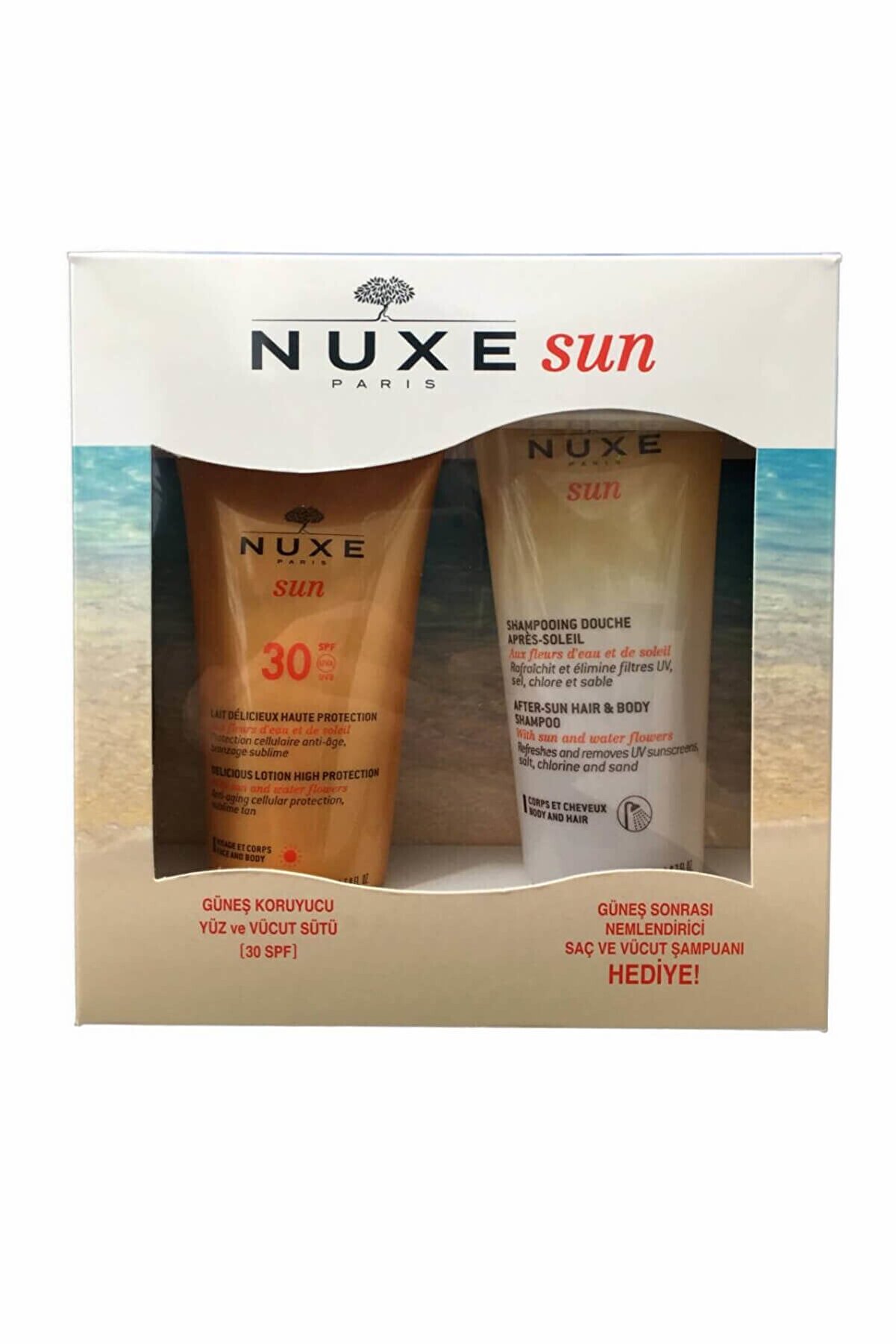 Nuxe Güneş Koruyucu Yüz ve Vücut Sütü SPF30 150 ml + Güneş Sonrası Şampuanı - 200 ml 30177002K18
